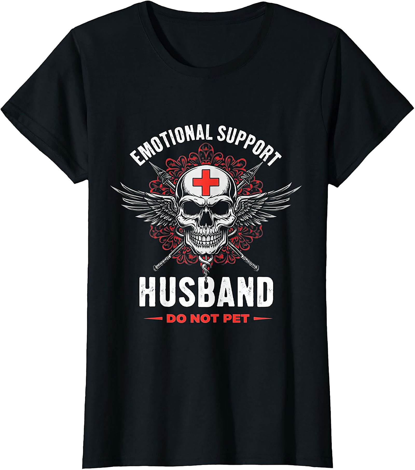 Emotional Support Husband Funny Skull Tee - Unique Gift