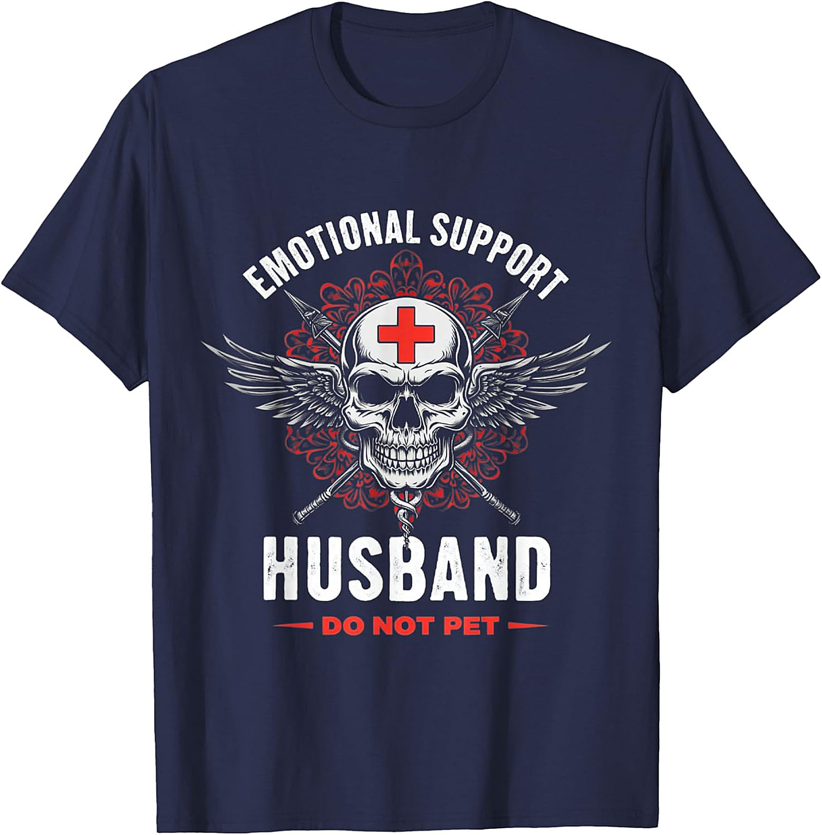 Emotional Support Husband Funny Skull Tee - Unique Gift