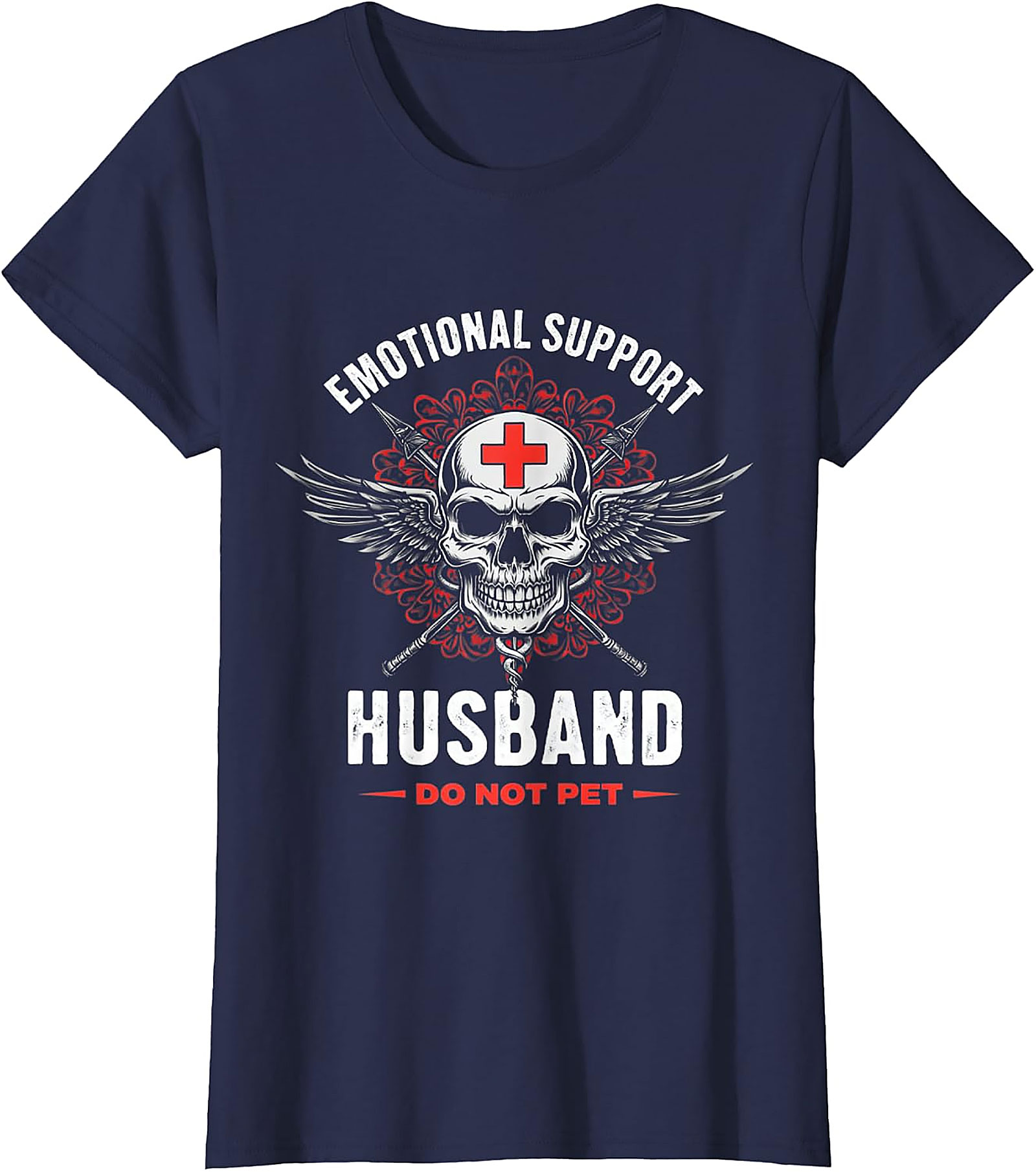 Emotional Support Husband Funny Skull Tee - Unique Gift