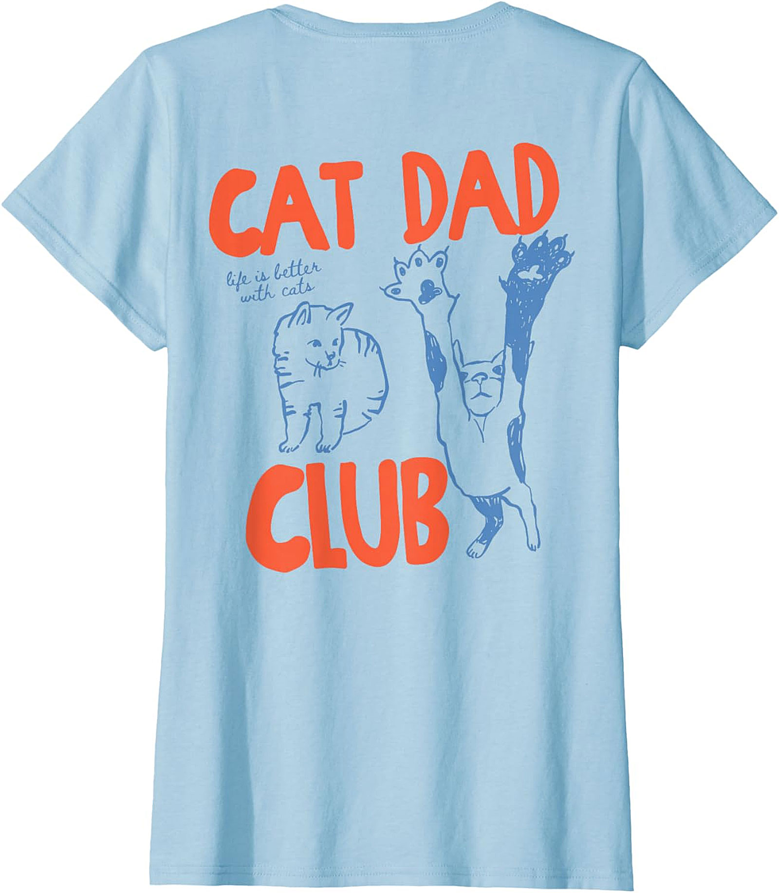  Cat Dad Club T-Shirt | Light Blue Graphic Tee for Men