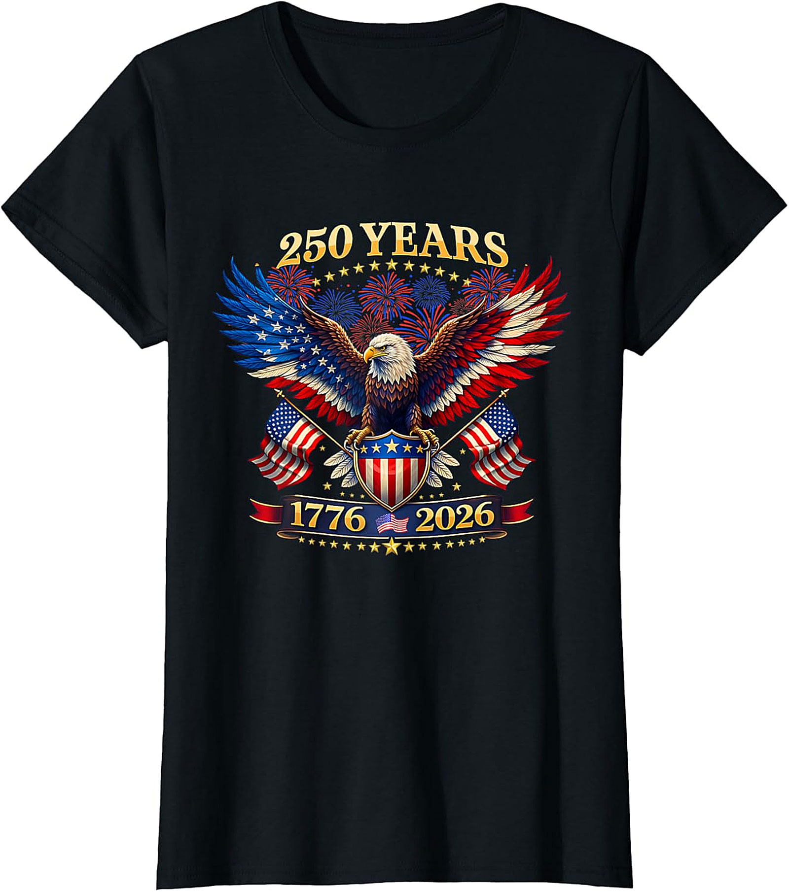 250 Years of Liberty T-Shirt - Patriotic Eagle 1776-2026