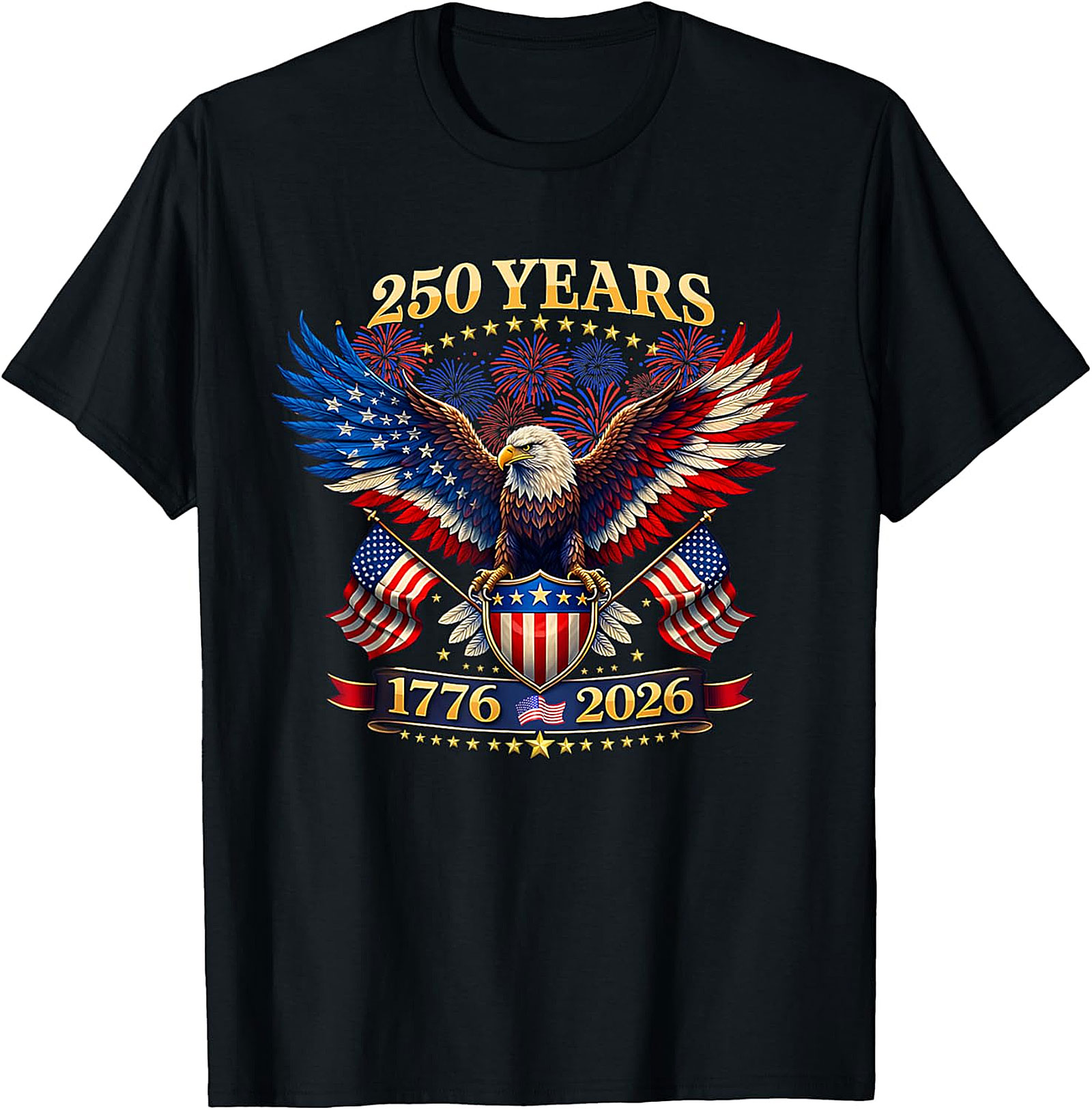 250 Years of Liberty T-Shirt - Patriotic Eagle 1776-2026