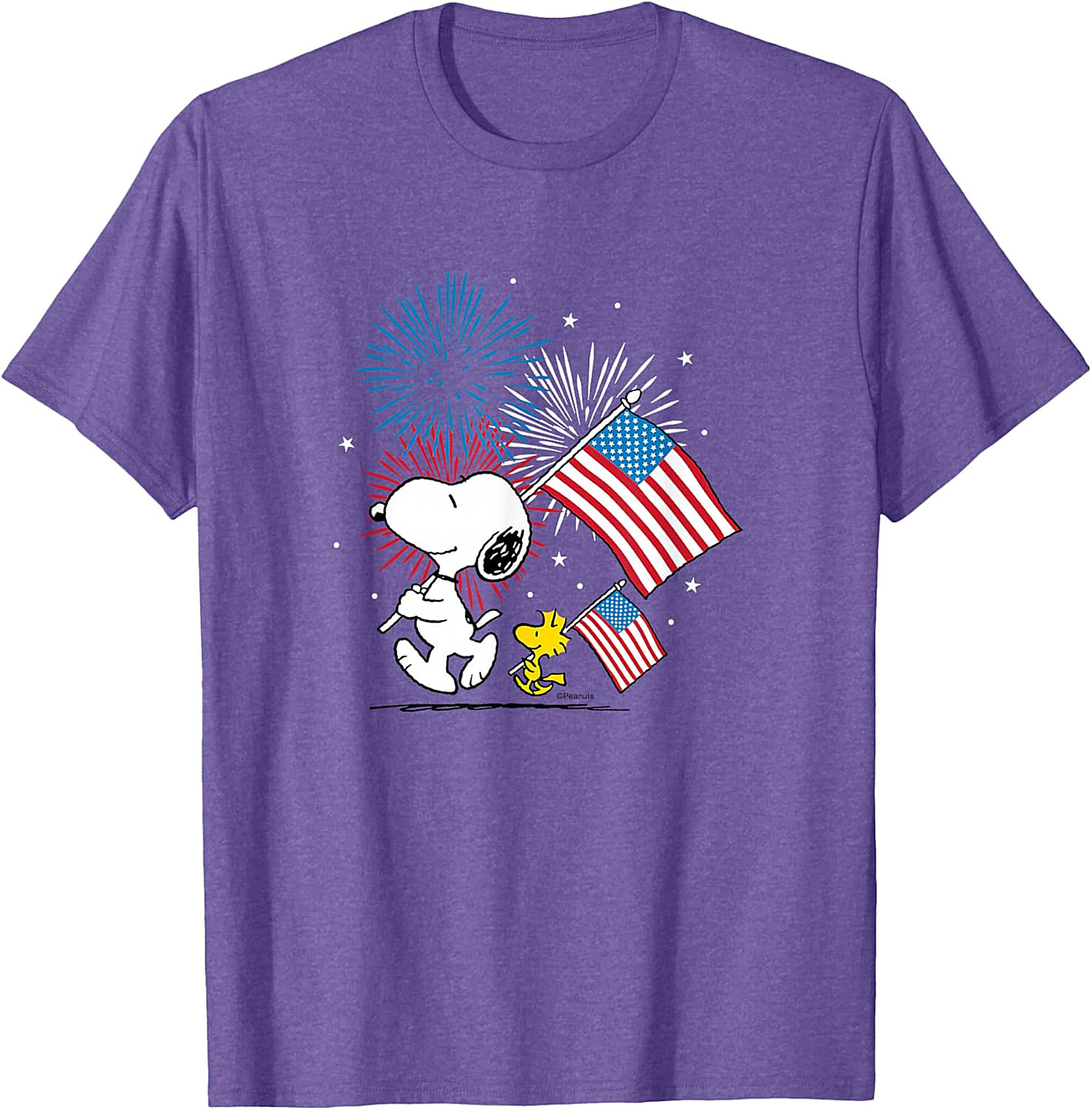 Snoopy & Woodstock Patriotic Fireworks T-Shirt - Navy Blue