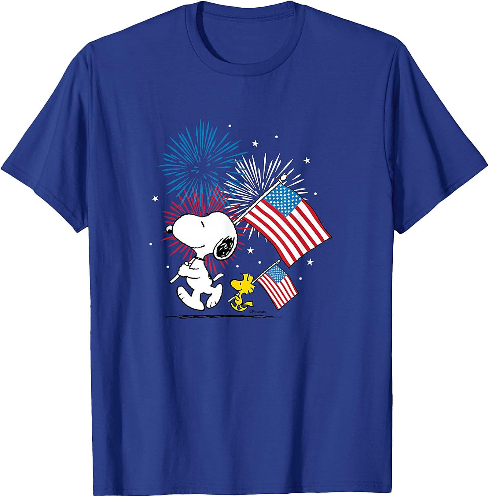 Snoopy & Woodstock Patriotic Fireworks T-Shirt - Navy Blue
