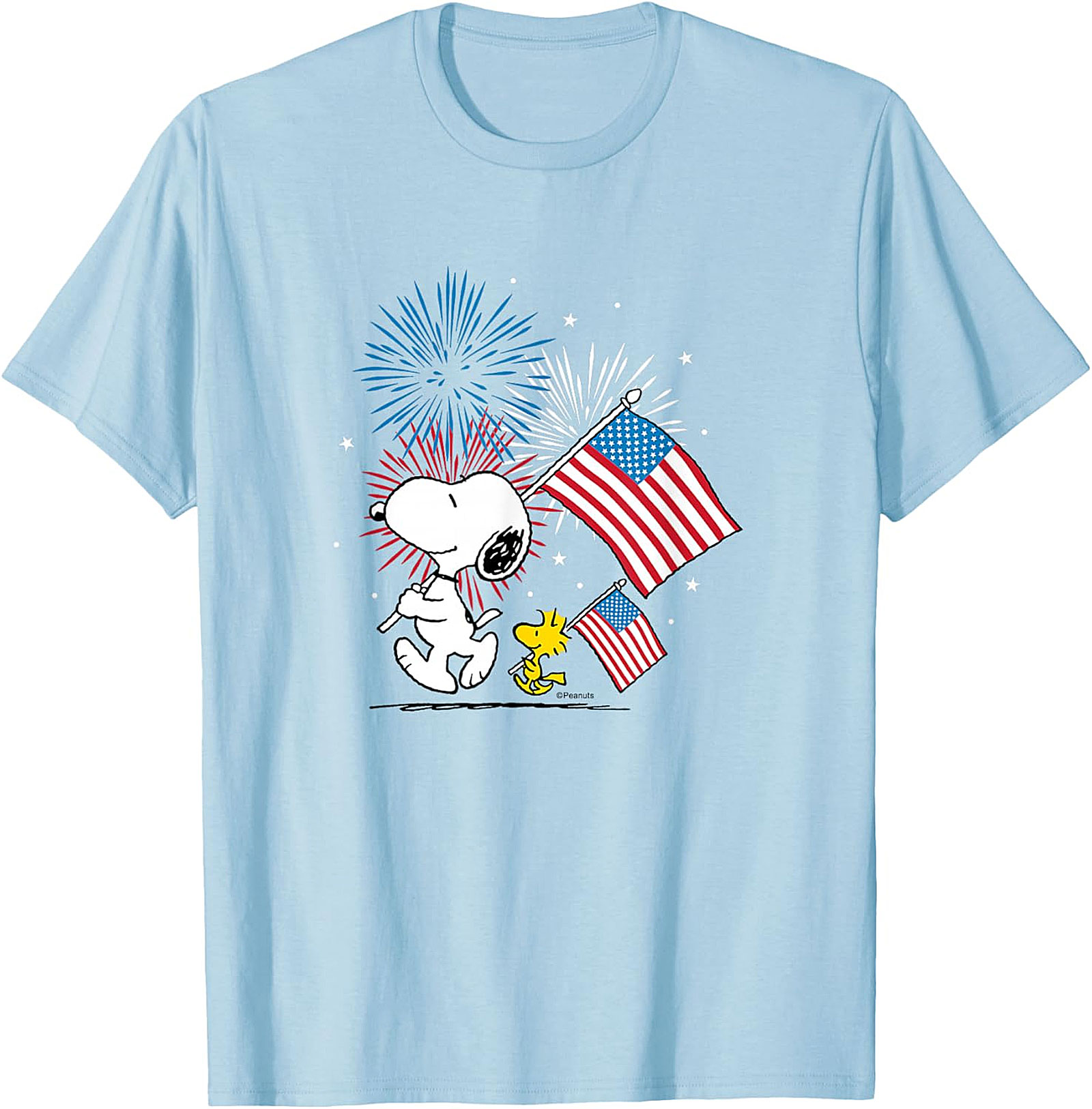 Snoopy & Woodstock Patriotic Fireworks T-Shirt - Navy Blue