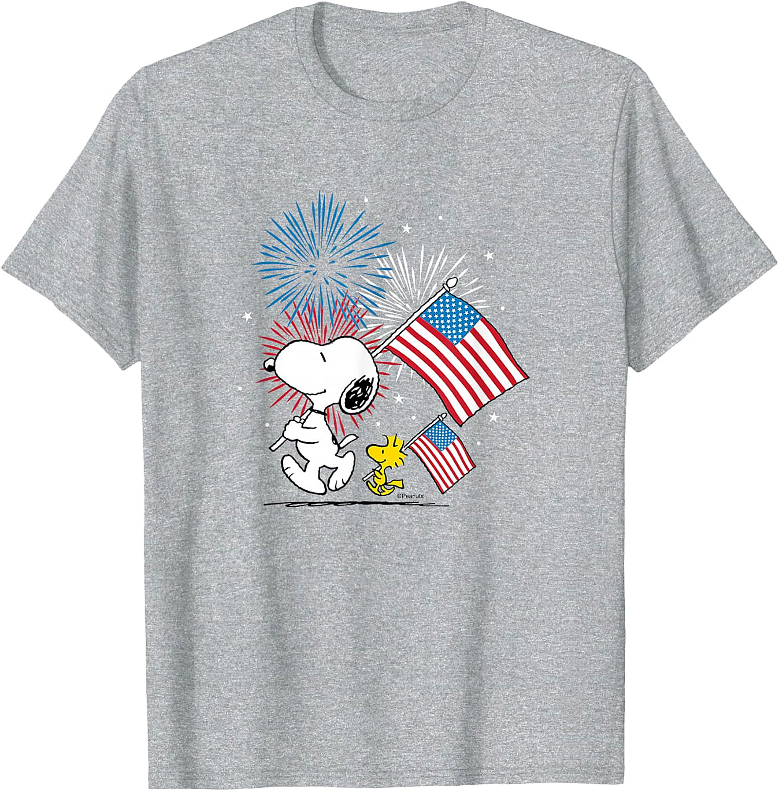Snoopy & Woodstock Patriotic Fireworks T-Shirt - Navy Blue