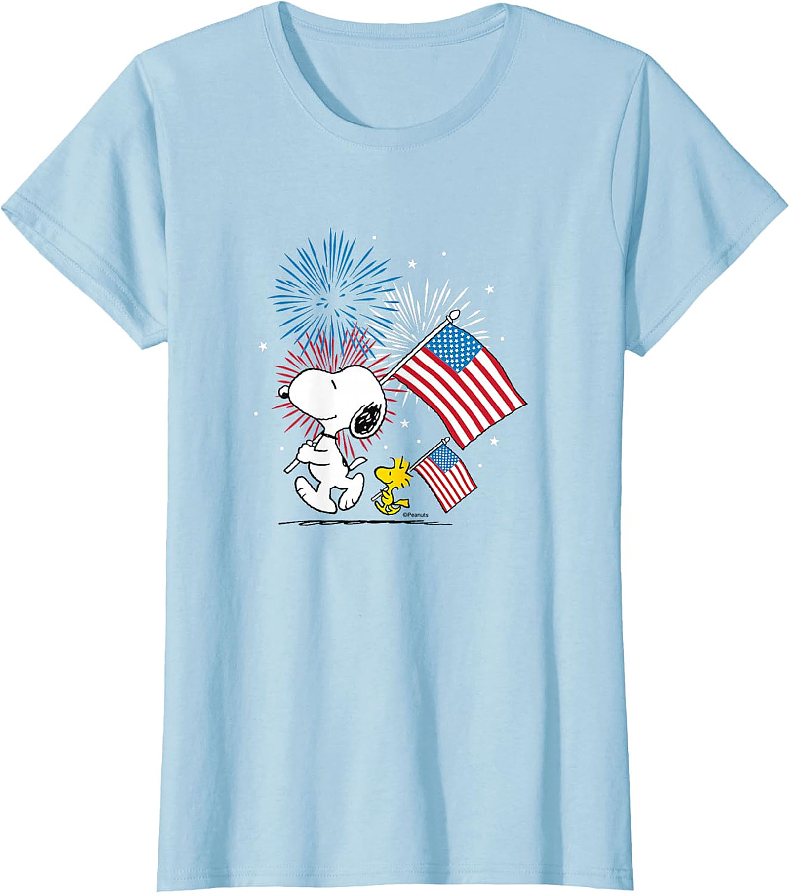 Snoopy & Woodstock Patriotic Fireworks T-Shirt - Navy Blue