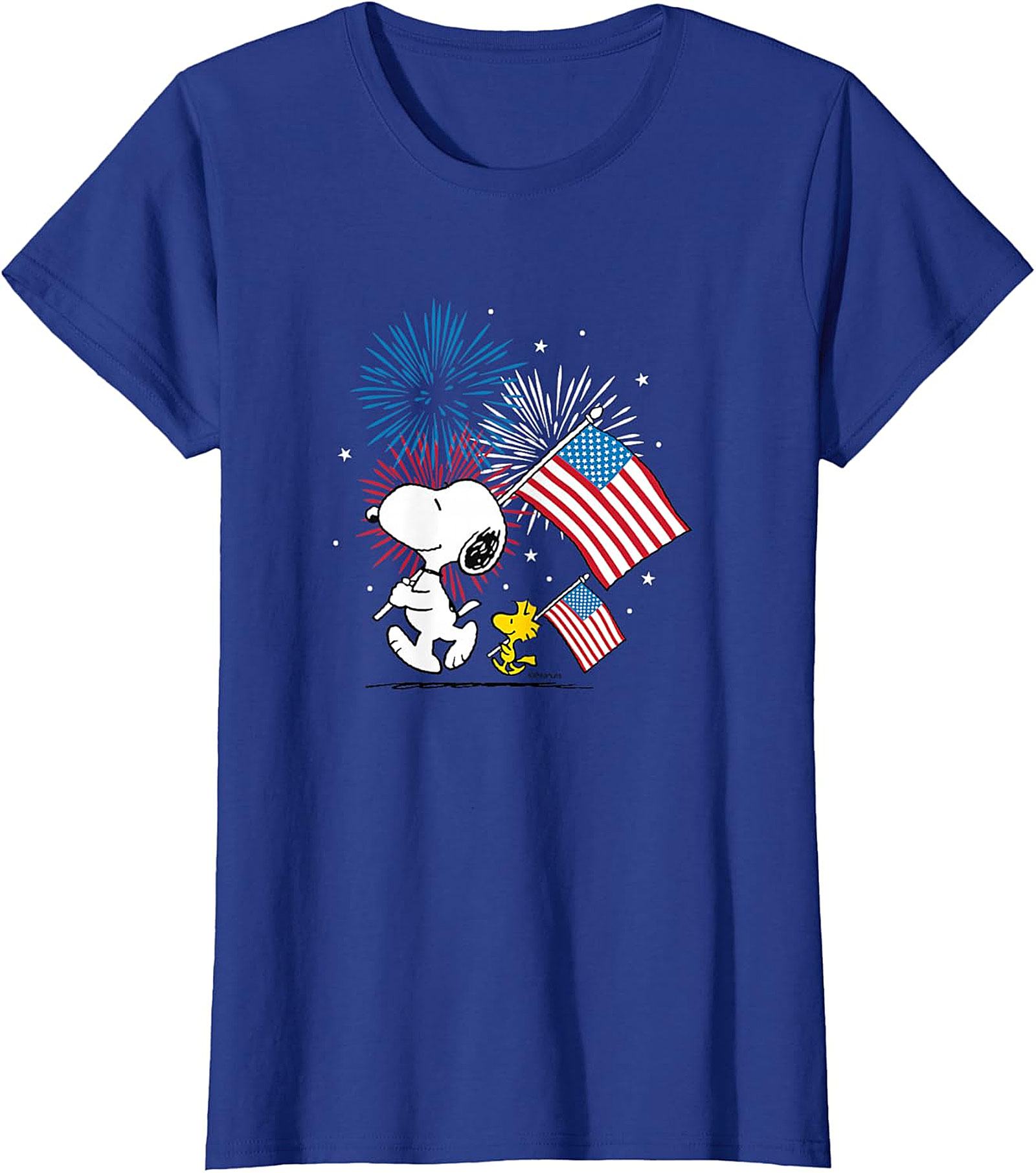 Snoopy & Woodstock Patriotic Fireworks T-Shirt - Navy Blue