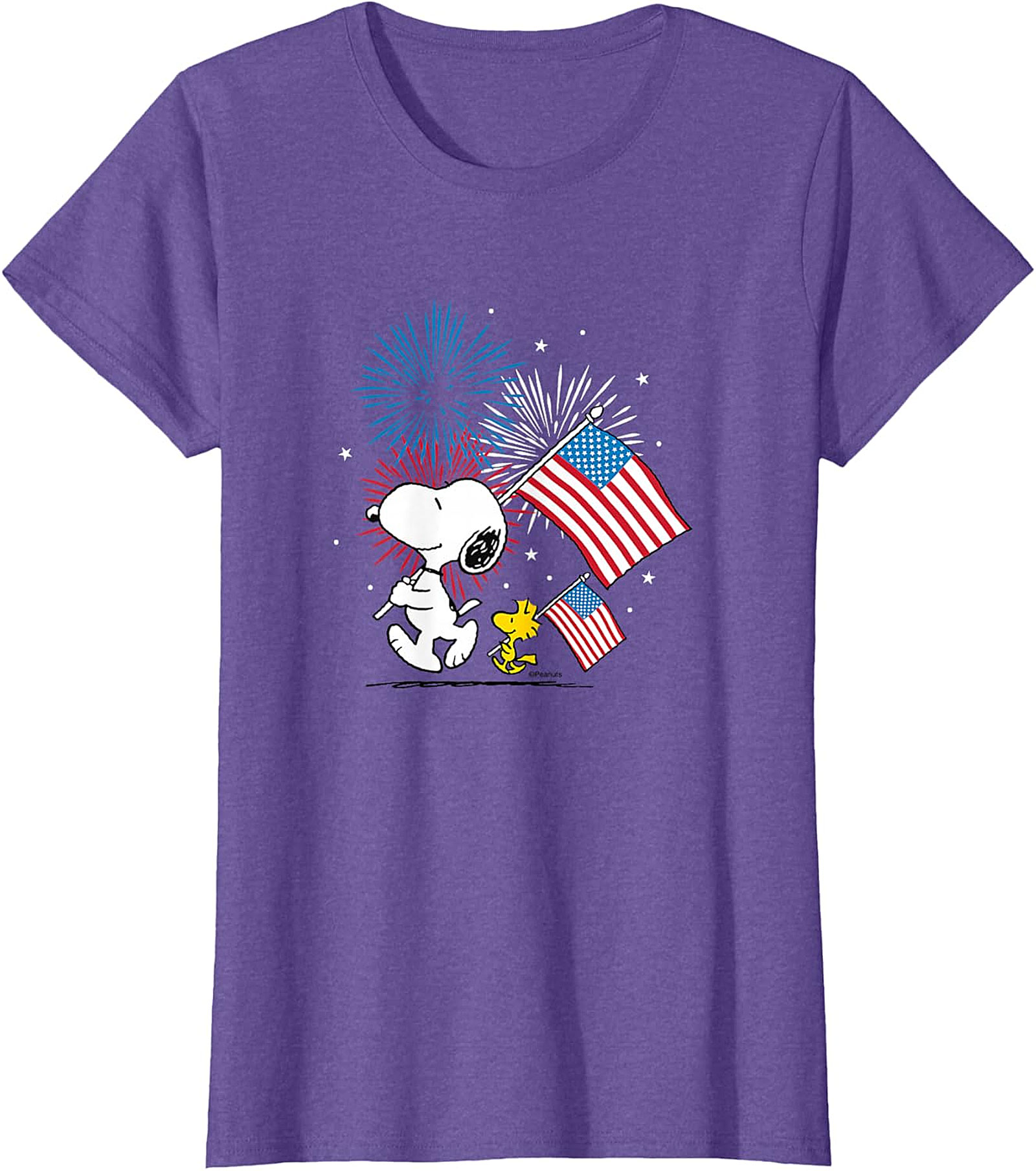 Snoopy & Woodstock Patriotic Fireworks T-Shirt - Navy Blue