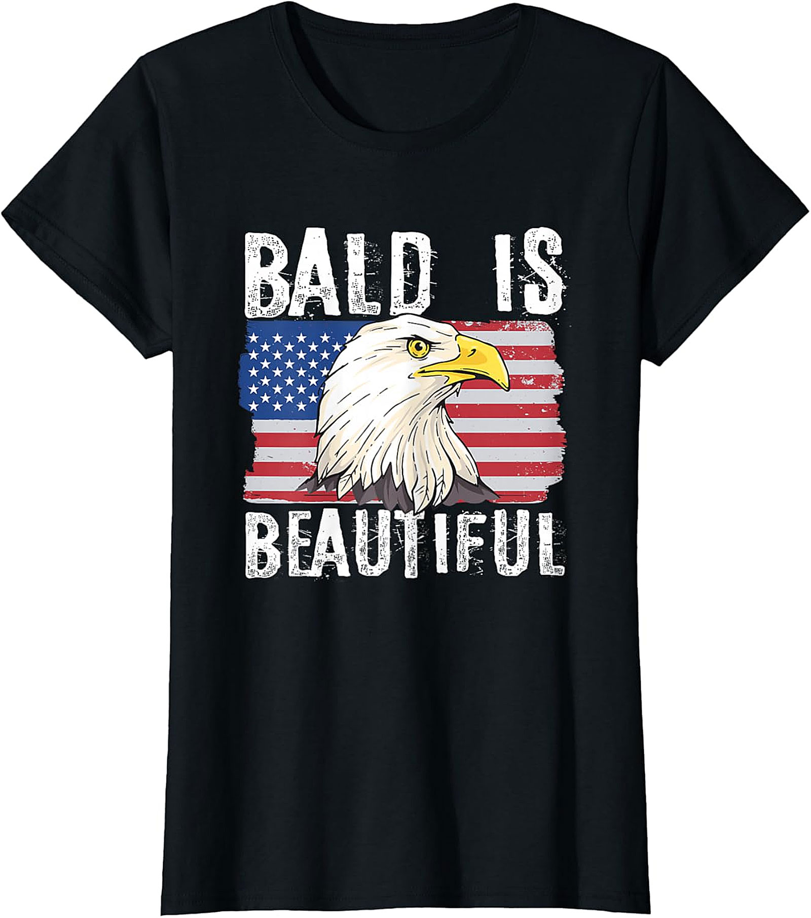  Bald is Beautiful Eagle Flag T-Shirt | Patriotic Humor