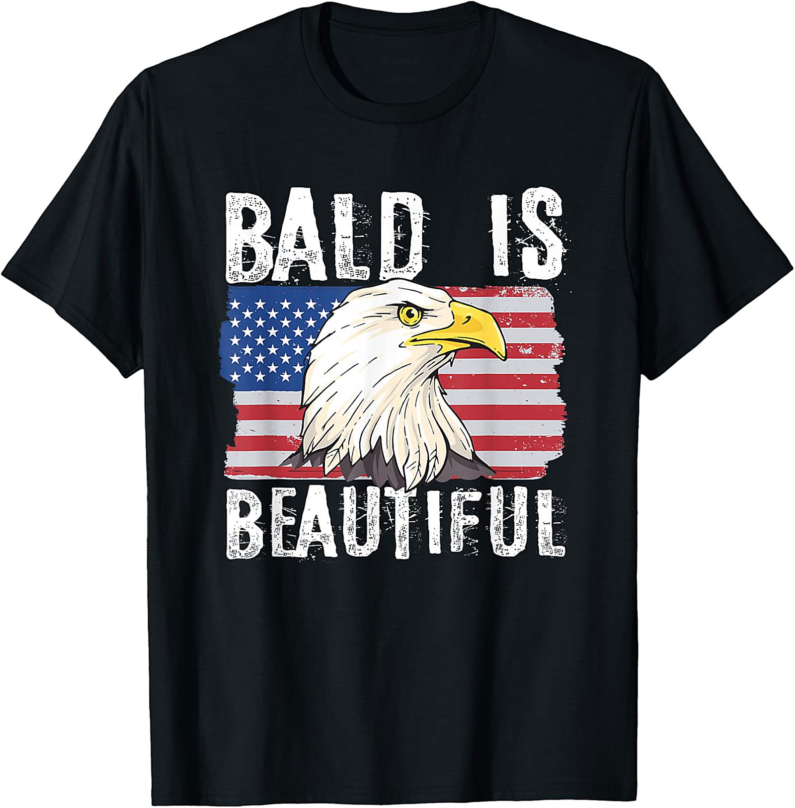  Bald is Beautiful Eagle Flag T-Shirt | Patriotic Humor