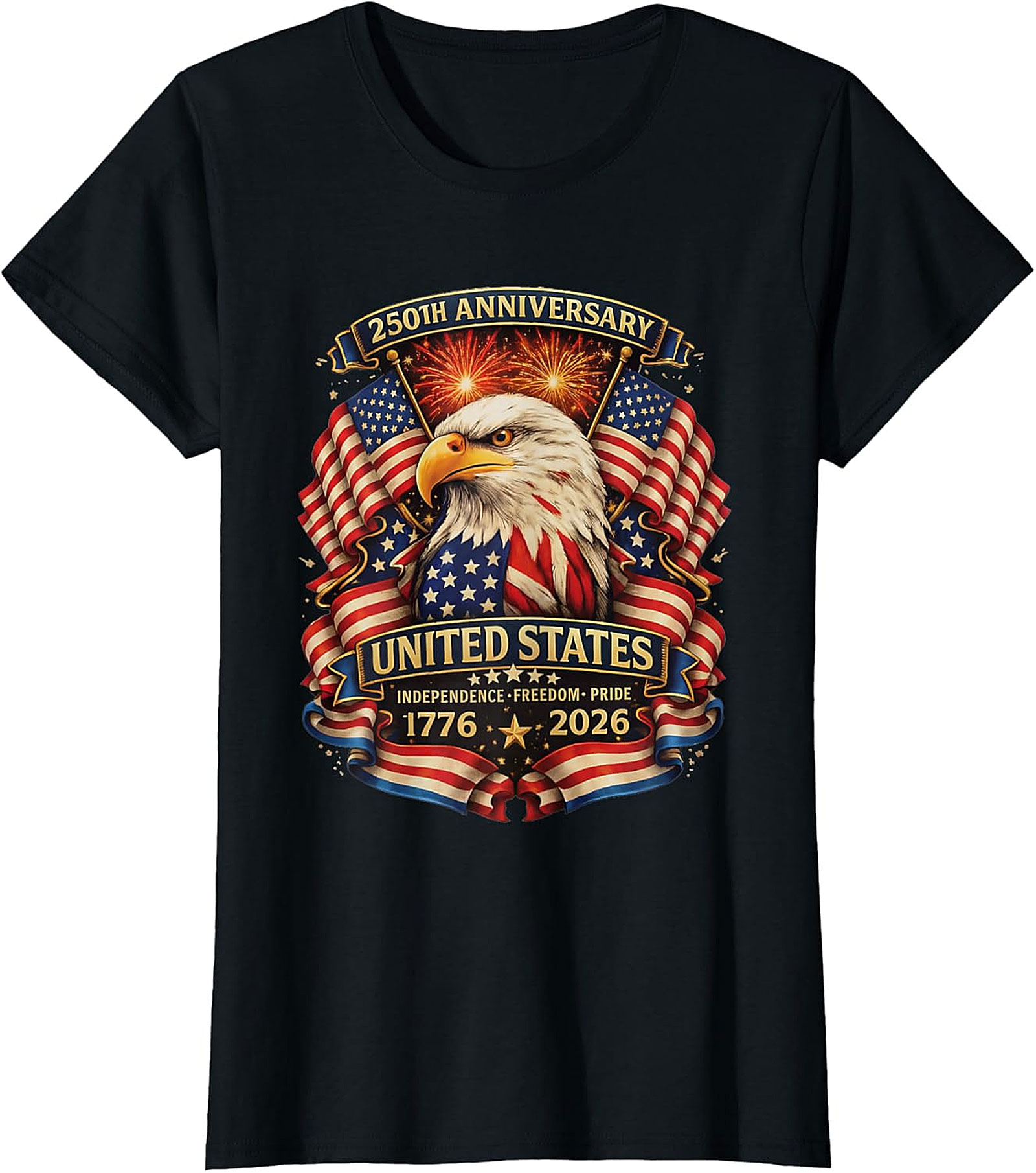  250th Anniversary US Independence T-Shirt | Patriotic Eagle & Flags