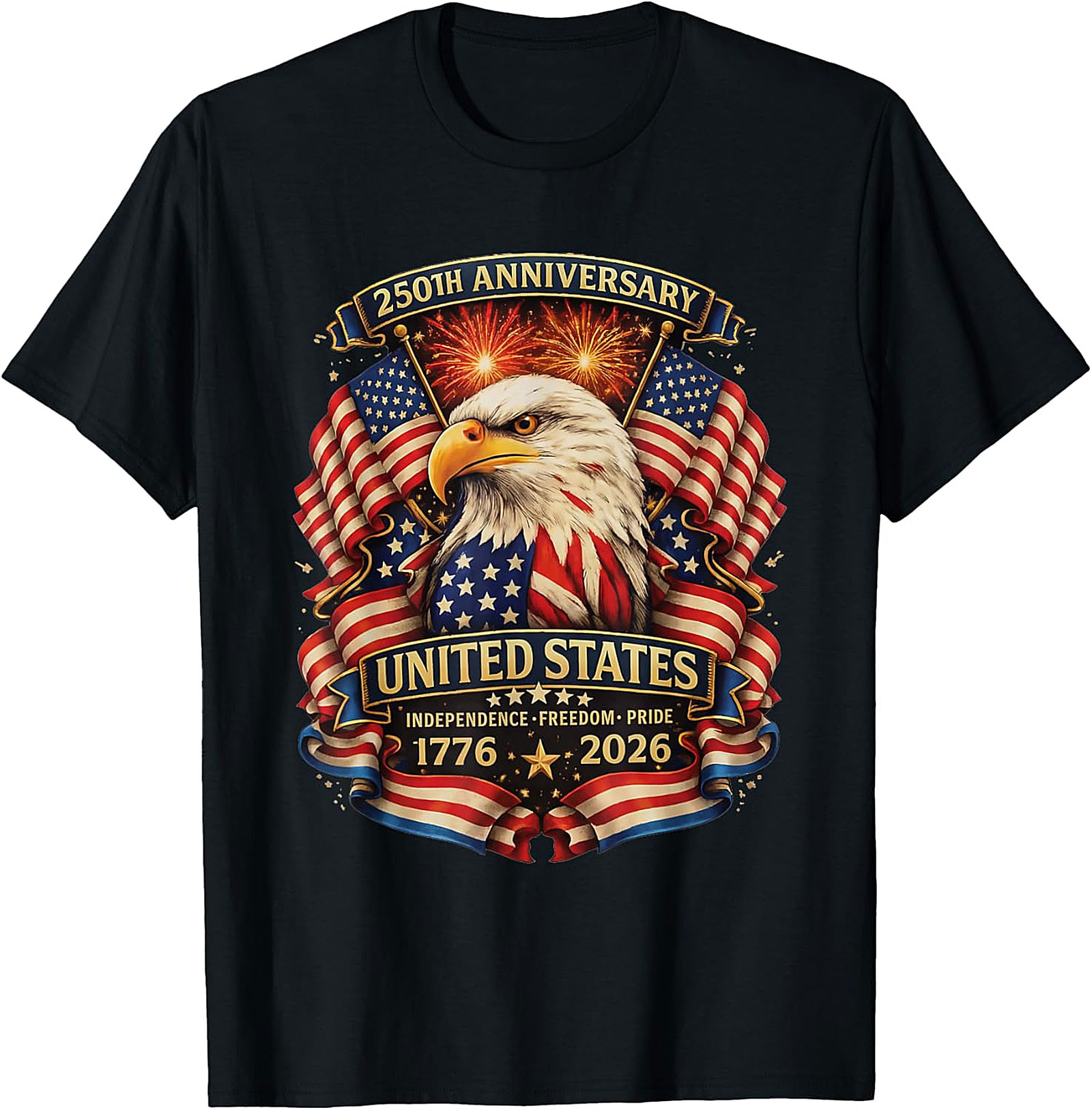  250th Anniversary US Independence T-Shirt | Patriotic Eagle & Flags