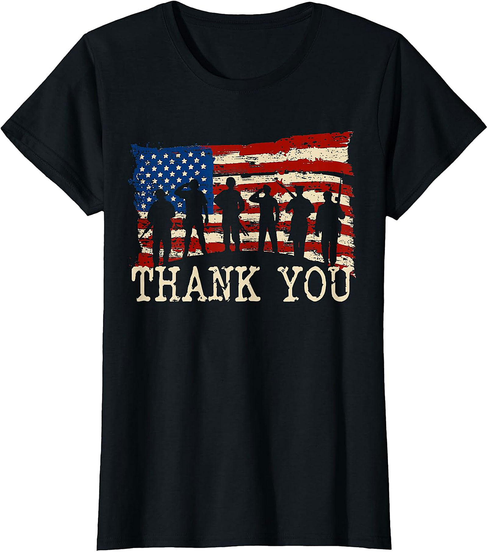 Thank You Soldiers Distressed Flag T-Shirt | Patriotic Tee