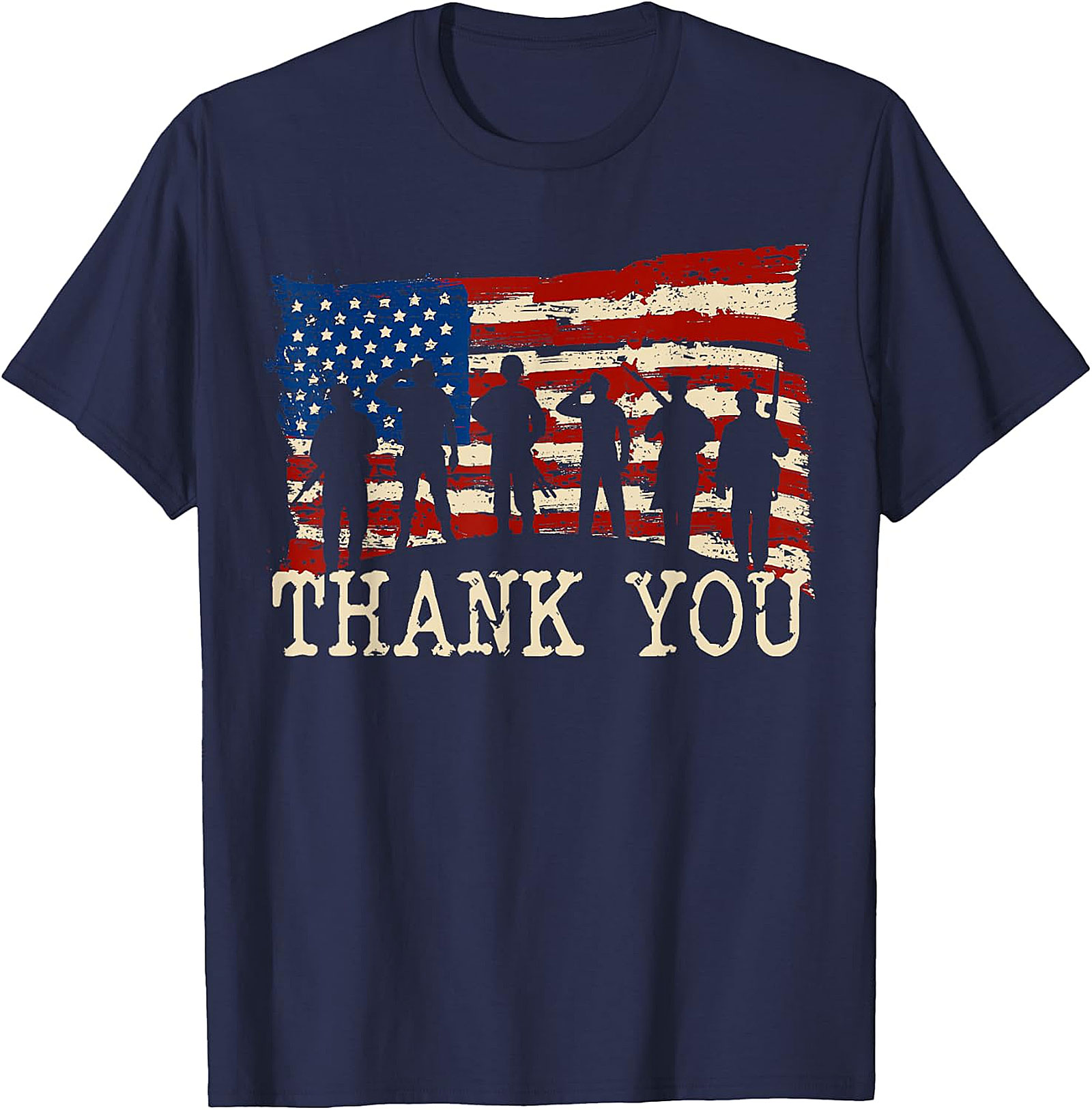 Thank You Soldiers Distressed Flag T-Shirt | Patriotic Tee