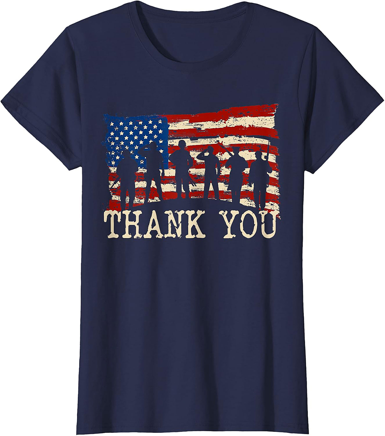 Thank You Soldiers Distressed Flag T-Shirt | Patriotic Tee