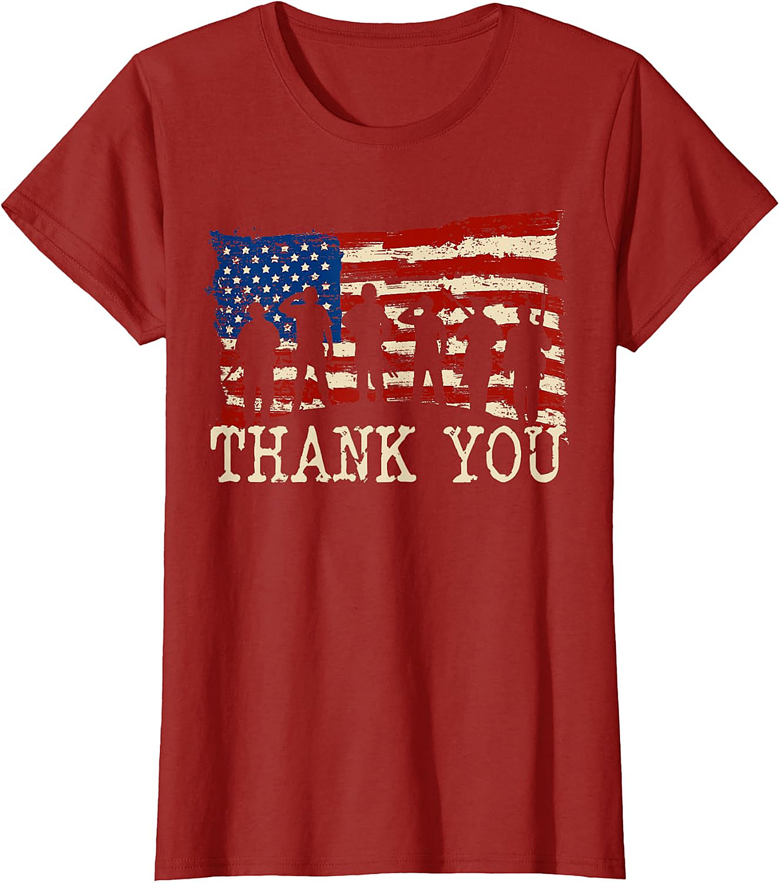 Thank You Soldiers Distressed Flag T-Shirt | Patriotic Tee