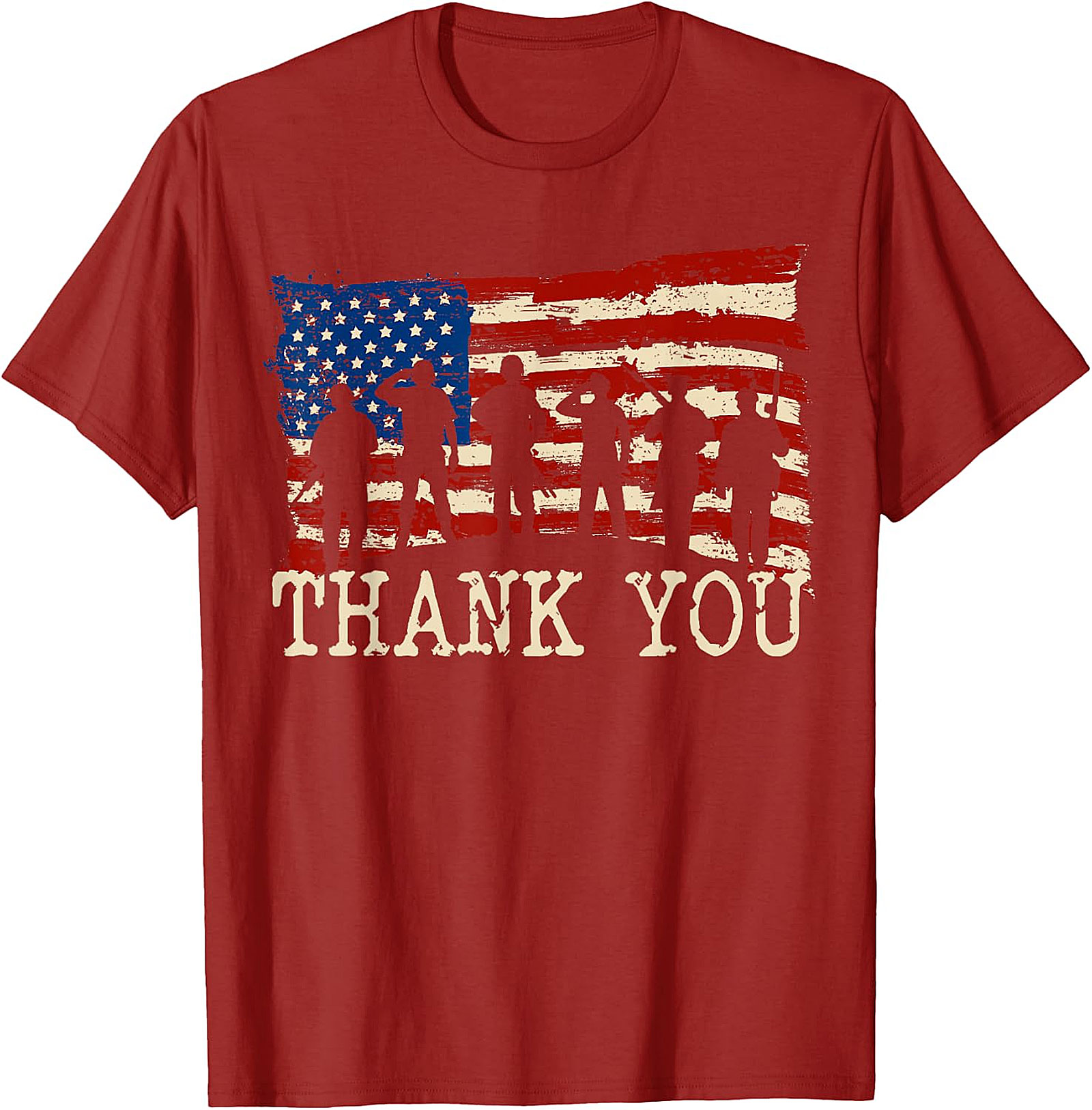 Thank You Soldiers Distressed Flag T-Shirt | Patriotic Tee
