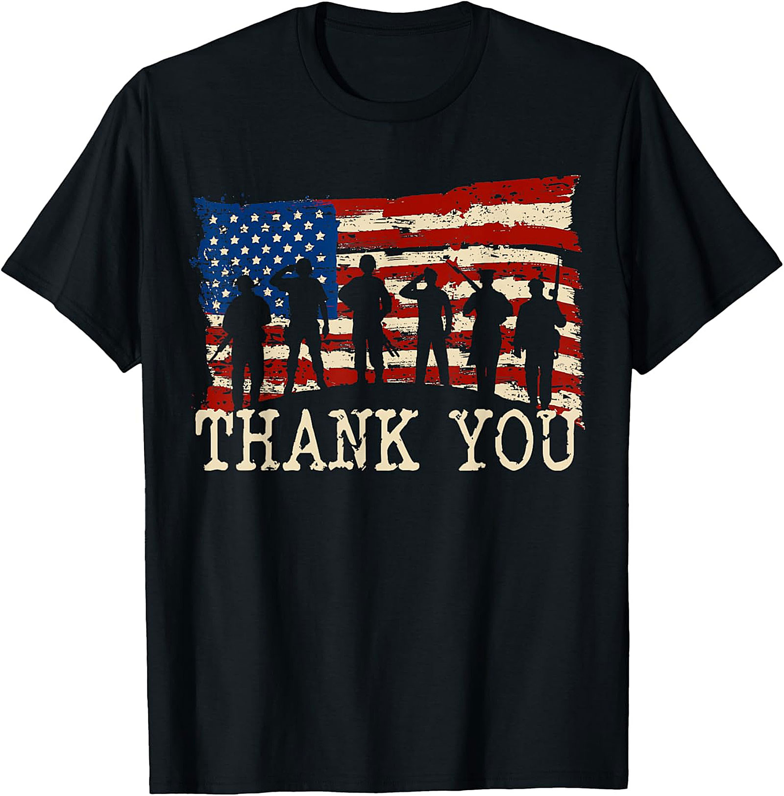 Thank You Soldiers Distressed Flag T-Shirt | Patriotic Tee