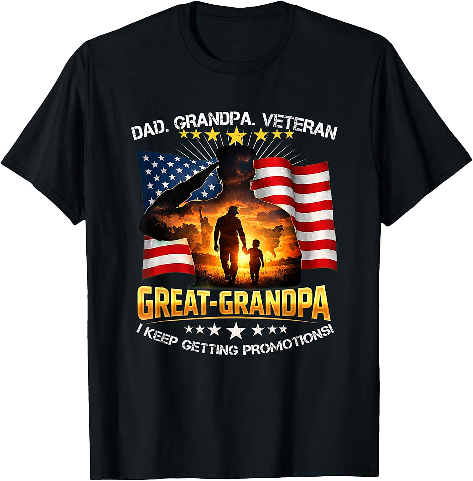 Dad Grandpa Veteran Great-Grandpa T-Shirt | Patriotic Family Gift