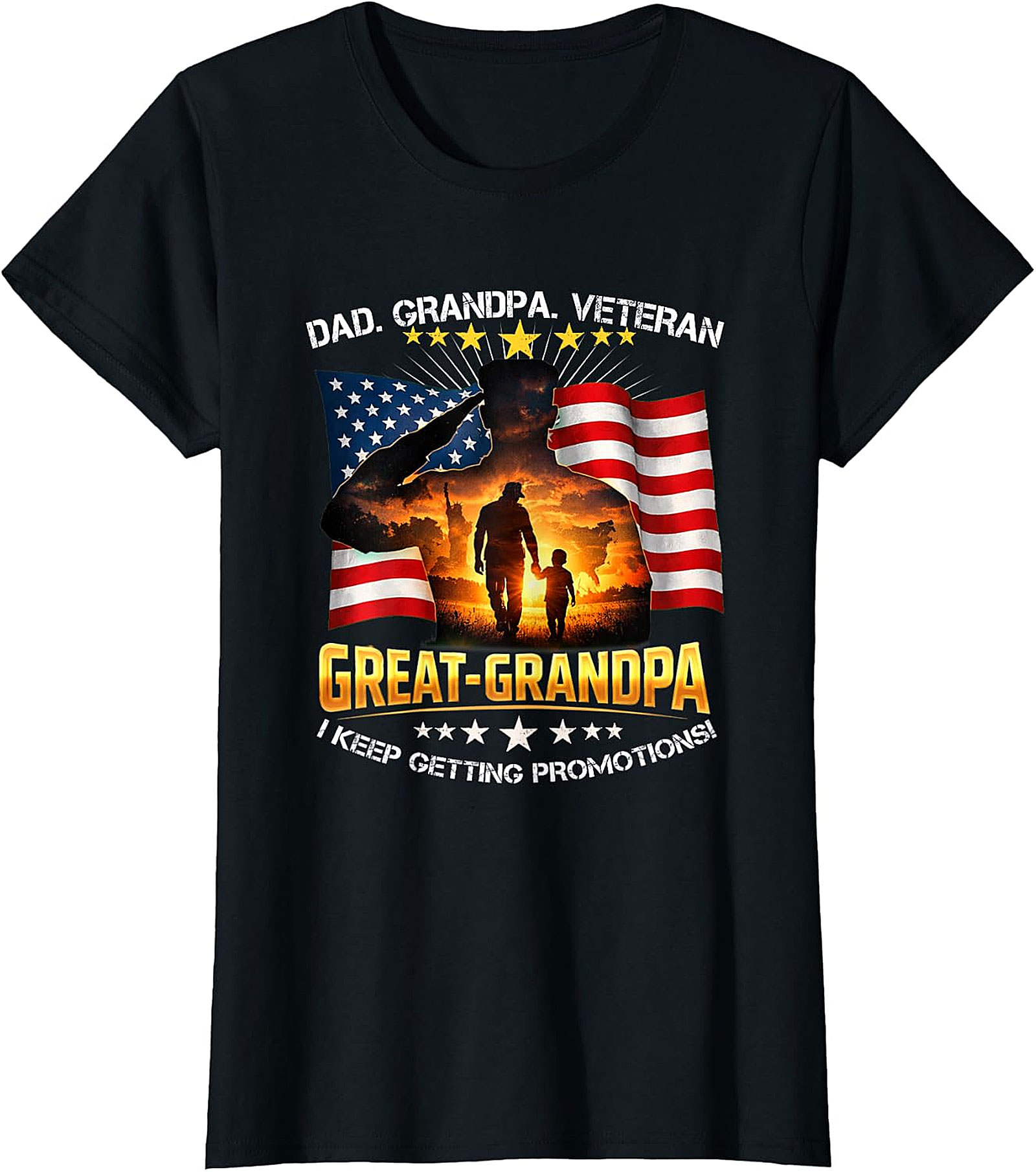 Dad Grandpa Veteran Great-Grandpa T-Shirt | Patriotic Family Gift