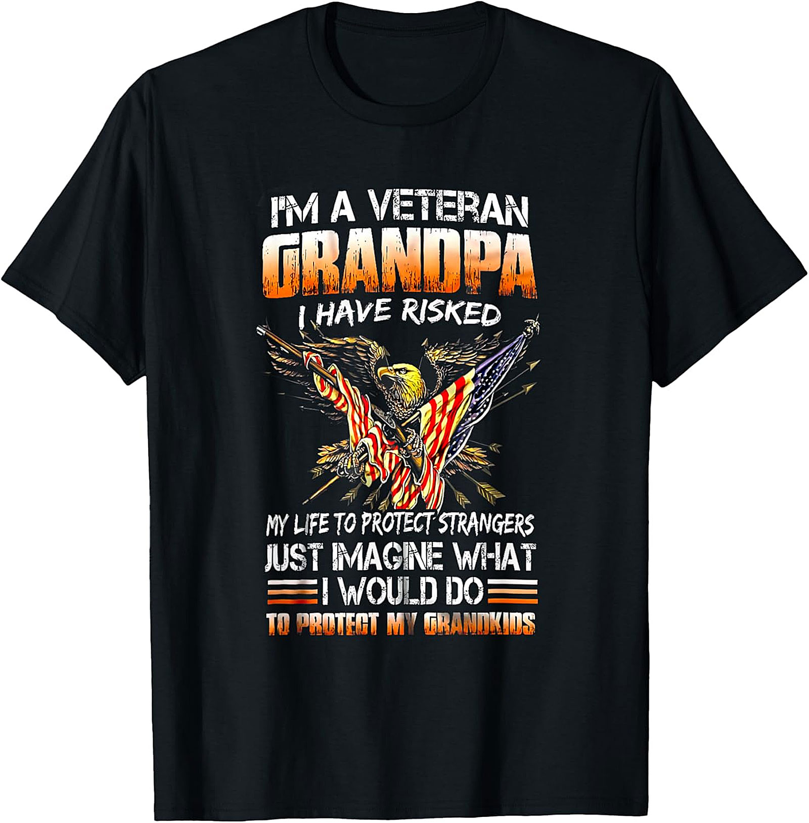 Veteran Grandpa Patriotic Eagle Flag T-Shirt | Gift for Veteran Grandpa