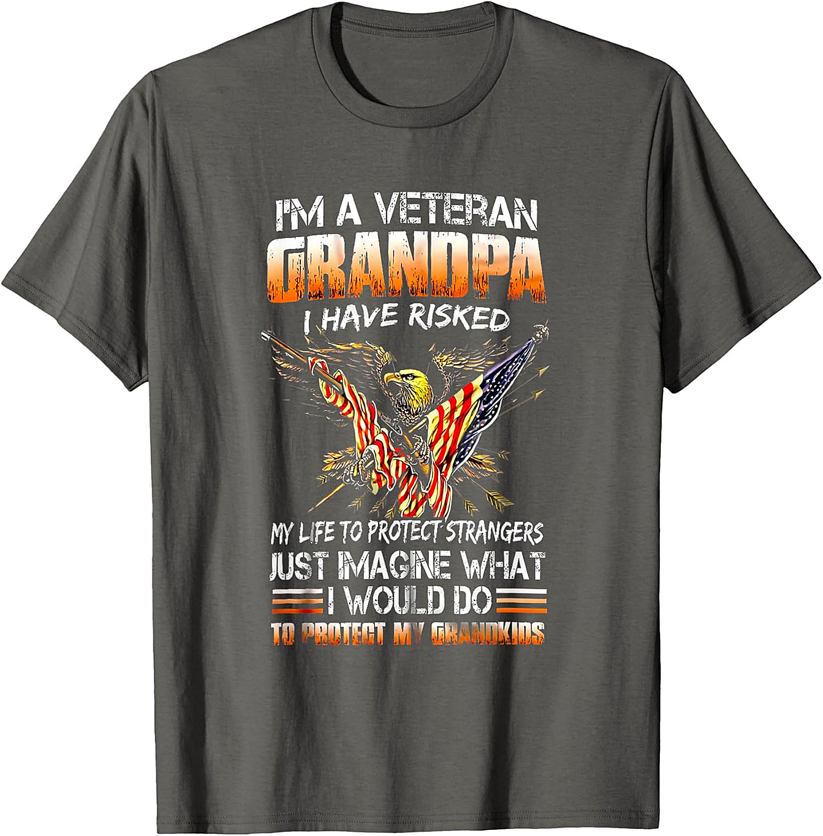 Veteran Grandpa Patriotic Eagle Flag T-Shirt | Gift for Veteran Grandpa