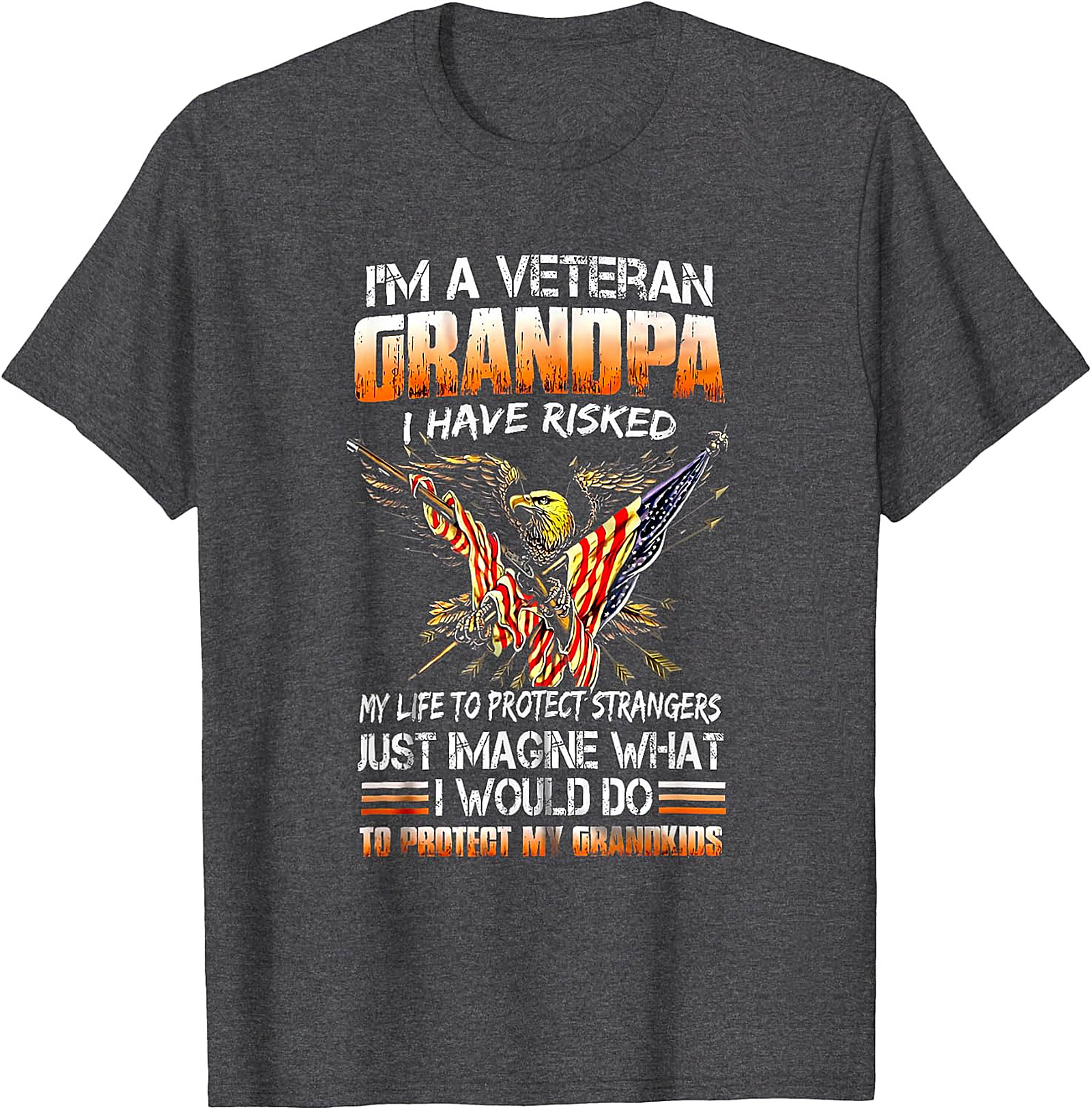 Veteran Grandpa Patriotic Eagle Flag T-Shirt | Gift for Veteran Grandpa