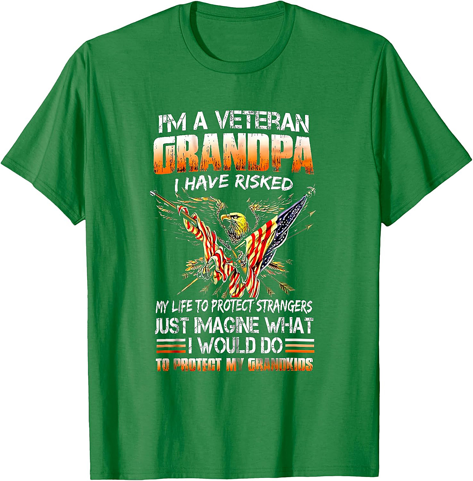 Veteran Grandpa Patriotic Eagle Flag T-Shirt | Gift for Veteran Grandpa