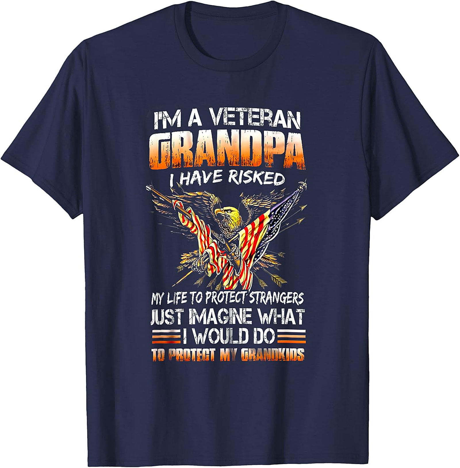Veteran Grandpa Patriotic Eagle Flag T-Shirt | Gift for Veteran Grandpa