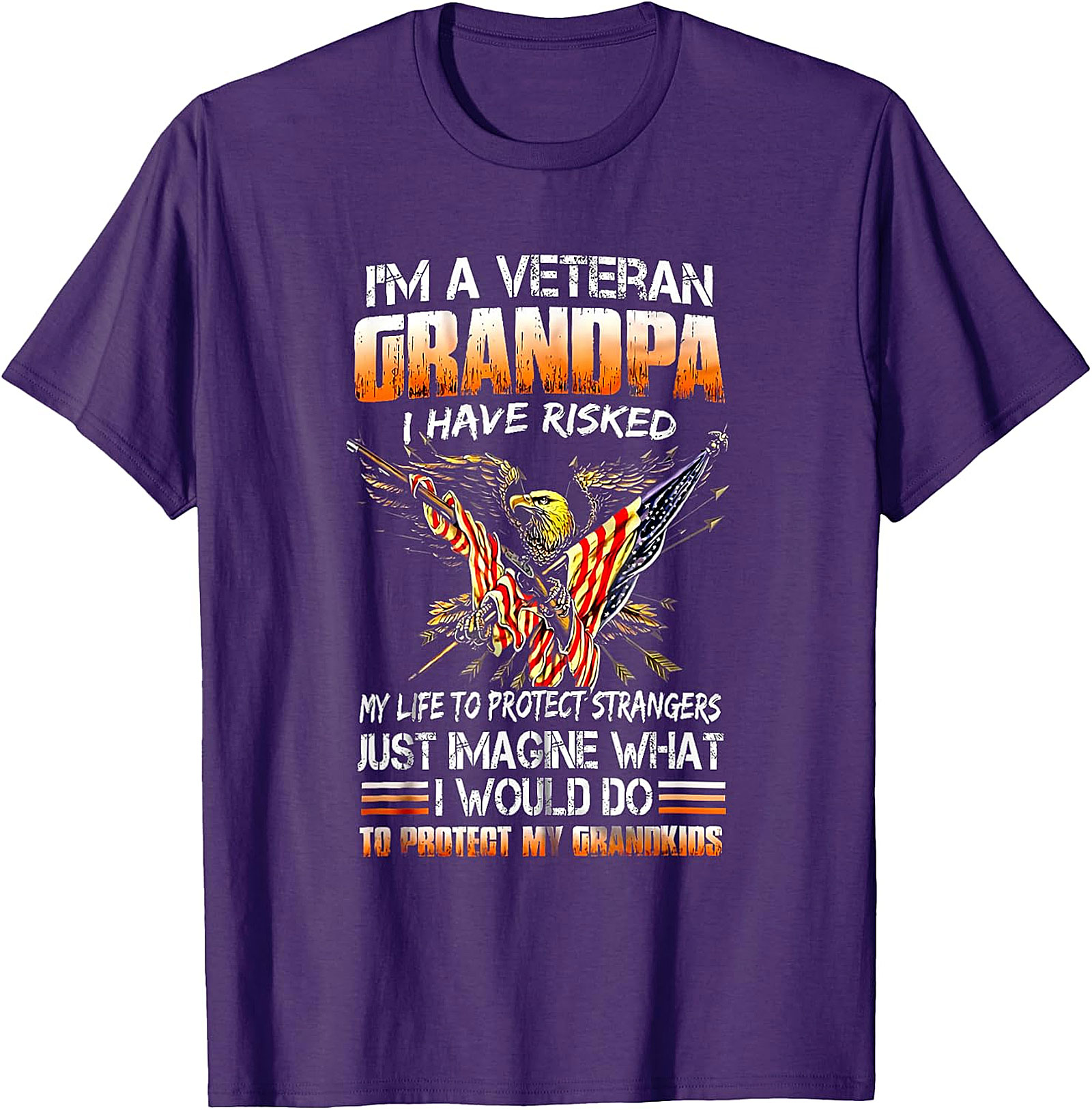 Veteran Grandpa Patriotic Eagle Flag T-Shirt | Gift for Veteran Grandpa