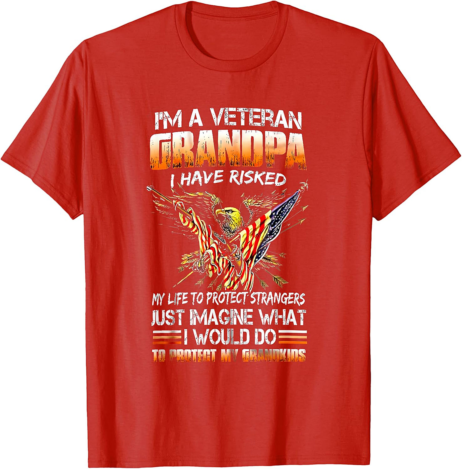 Veteran Grandpa Patriotic Eagle Flag T-Shirt | Gift for Veteran Grandpa