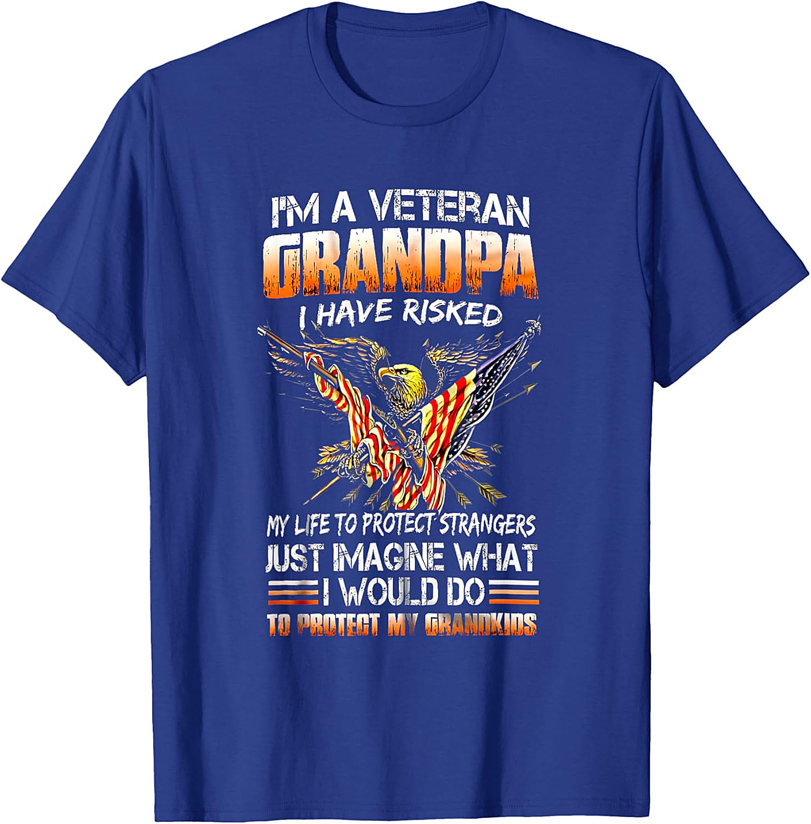 Veteran Grandpa Patriotic Eagle Flag T-Shirt | Gift for Veteran Grandpa