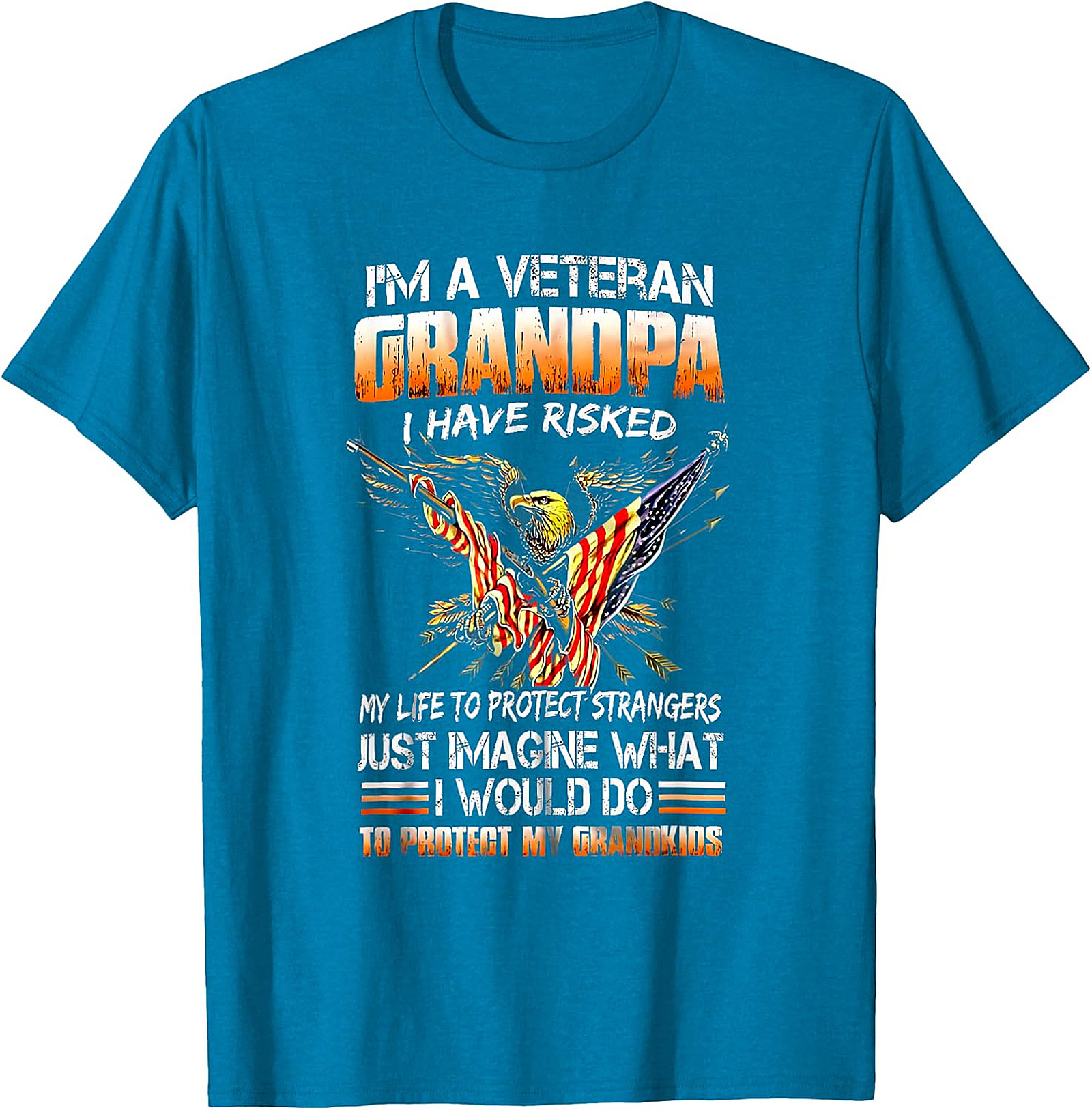 Veteran Grandpa Patriotic Eagle Flag T-Shirt | Gift for Veteran Grandpa