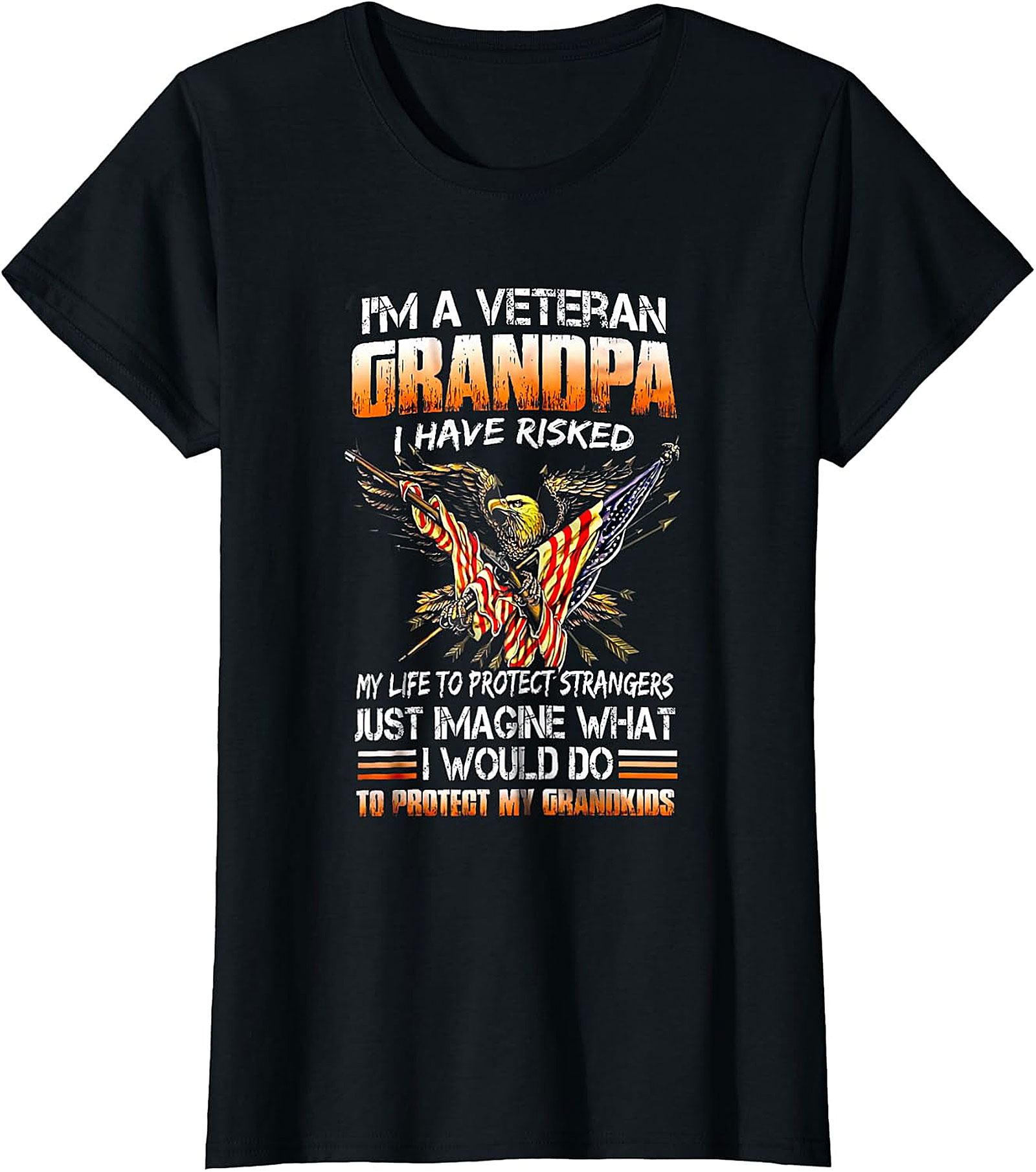 Veteran Grandpa Patriotic Eagle Flag T-Shirt | Gift for Veteran Grandpa