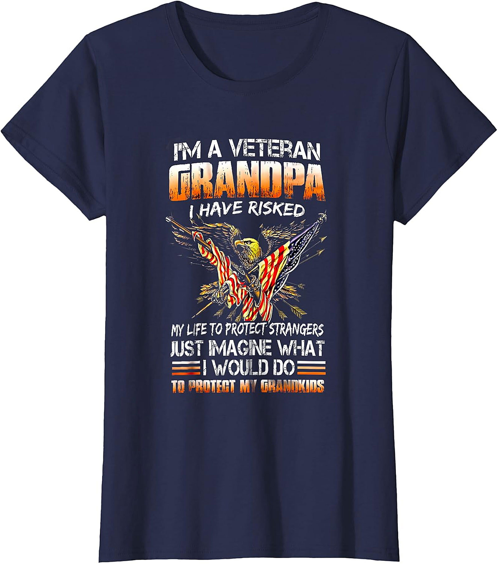 Veteran Grandpa Patriotic Eagle Flag T-Shirt | Gift for Veteran Grandpa
