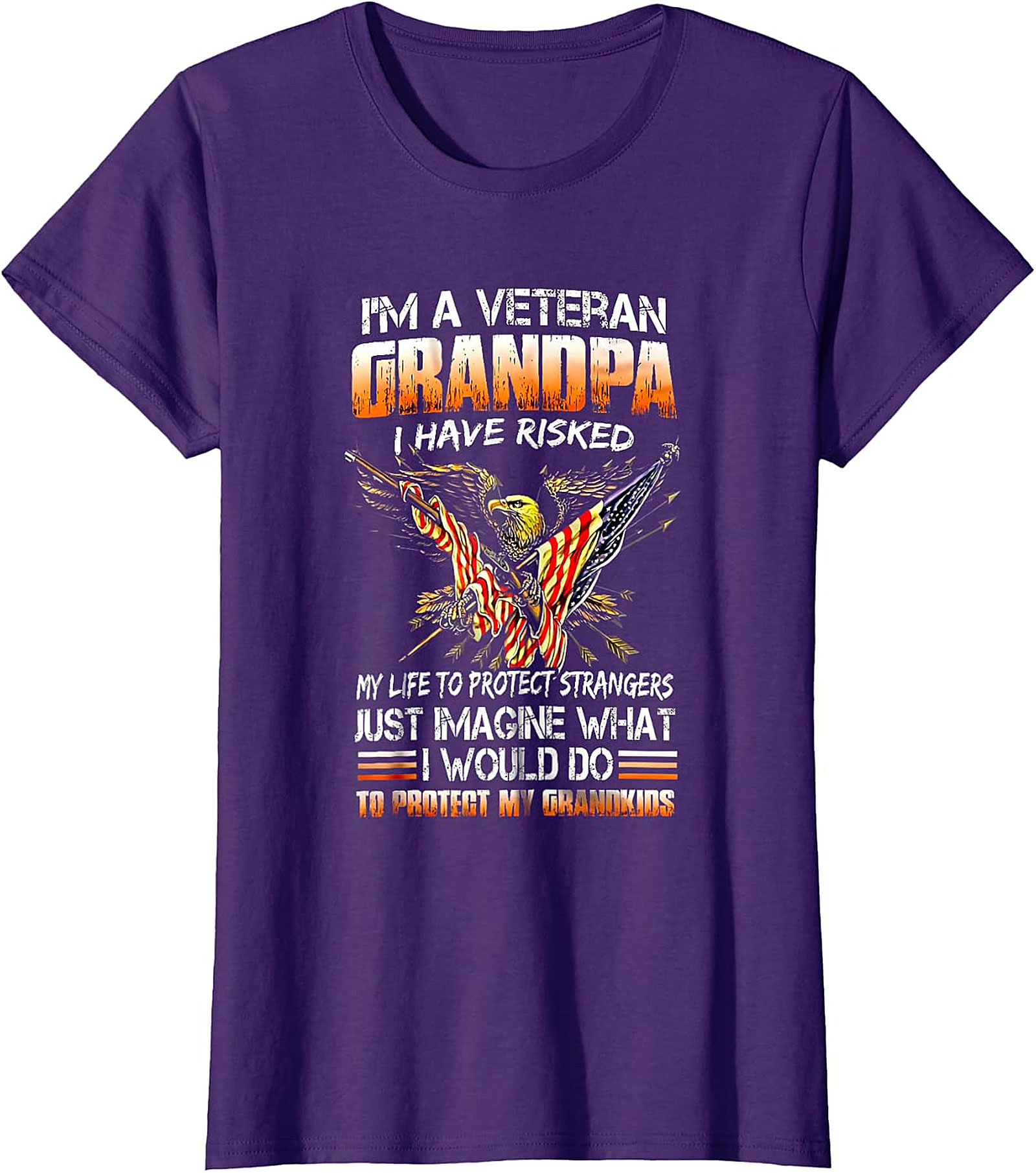 Veteran Grandpa Patriotic Eagle Flag T-Shirt | Gift for Veteran Grandpa