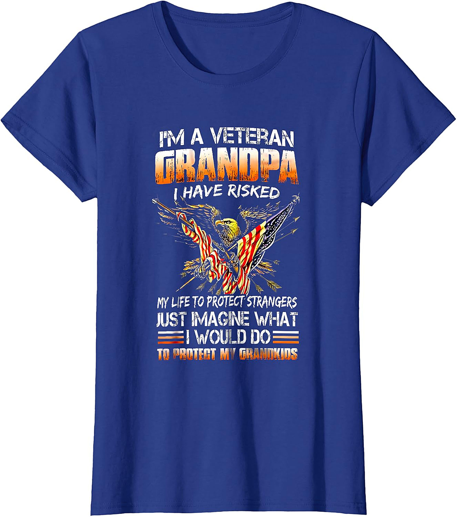 Veteran Grandpa Patriotic Eagle Flag T-Shirt | Gift for Veteran Grandpa