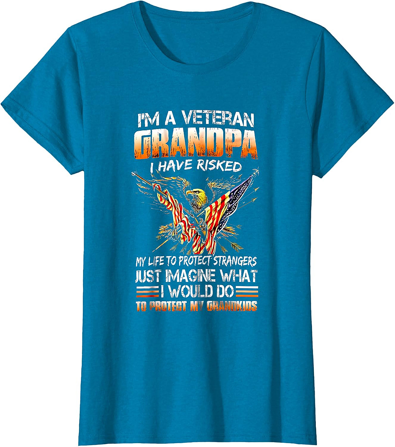 Veteran Grandpa Patriotic Eagle Flag T-Shirt | Gift for Veteran Grandpa