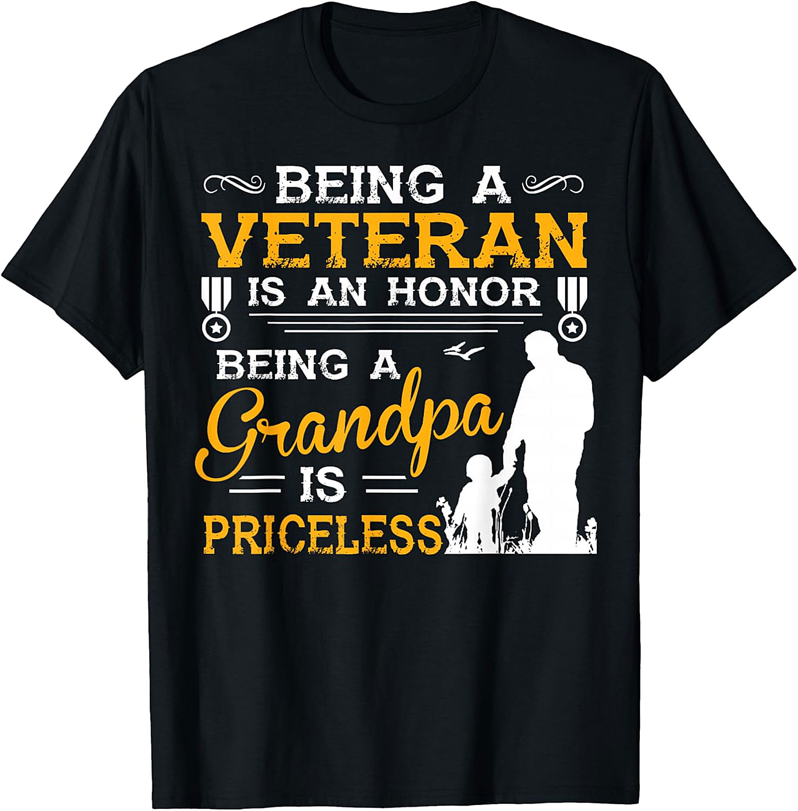 Veteran Grandpa Honor & Priceless Royal Blue T-Shirt | Patriotic Gift