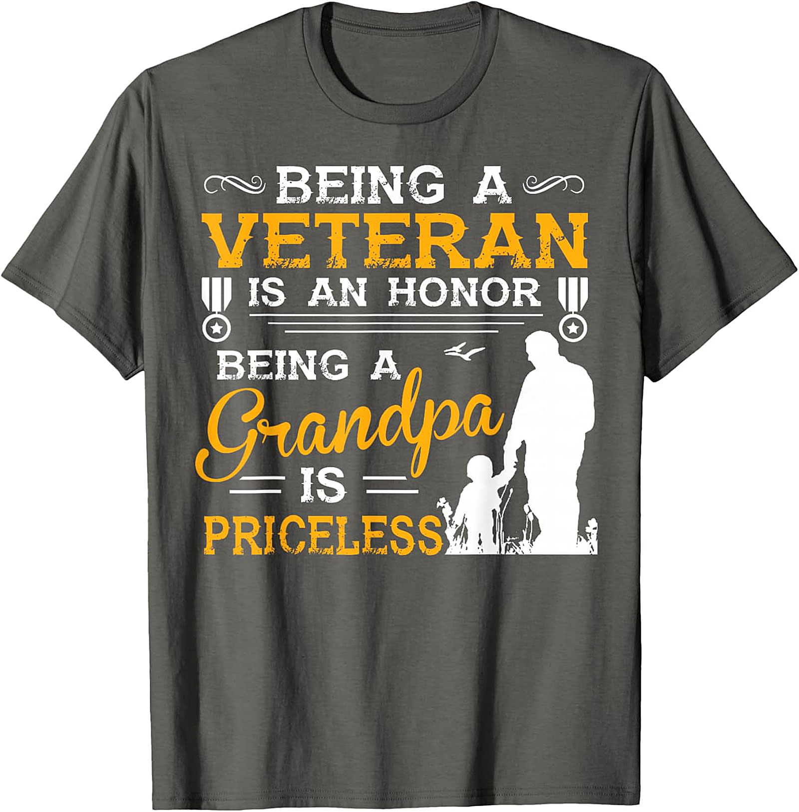 Veteran Grandpa Honor & Priceless Royal Blue T-Shirt | Patriotic Gift