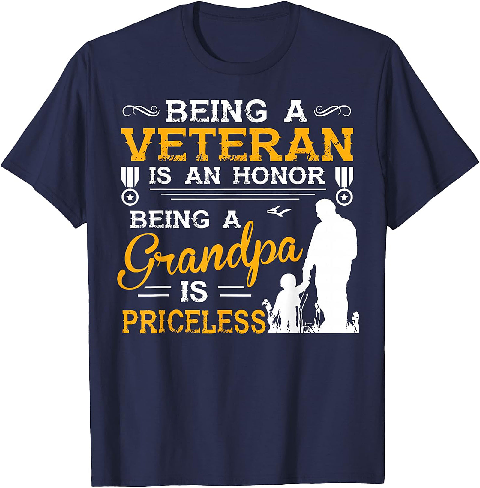 Veteran Grandpa Honor & Priceless Royal Blue T-Shirt | Patriotic Gift