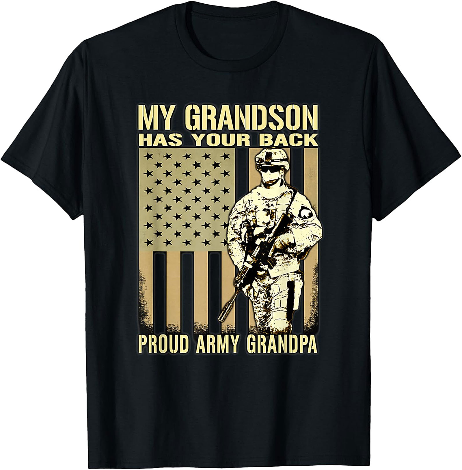 Proud Army Grandpa T-Shirt | My Grandson Has Your Back Patriotic Gift