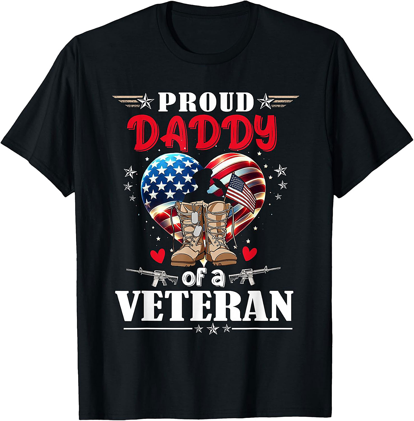 Love My Veteran Dad Patriotic Military Graphic T-Shirt | Gift for Veteran Dad