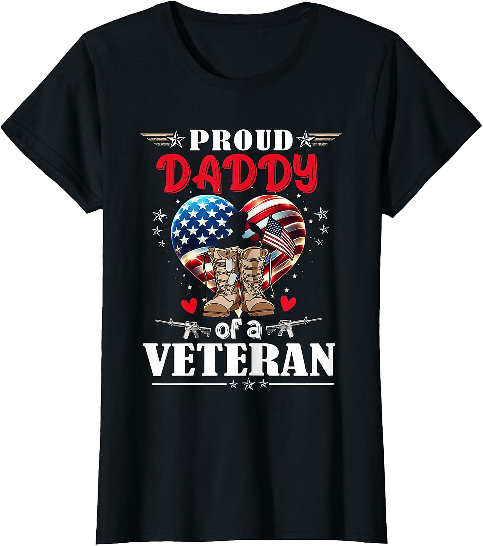 Love My Veteran Dad Patriotic Military Graphic T-Shirt | Gift for Veteran Dad