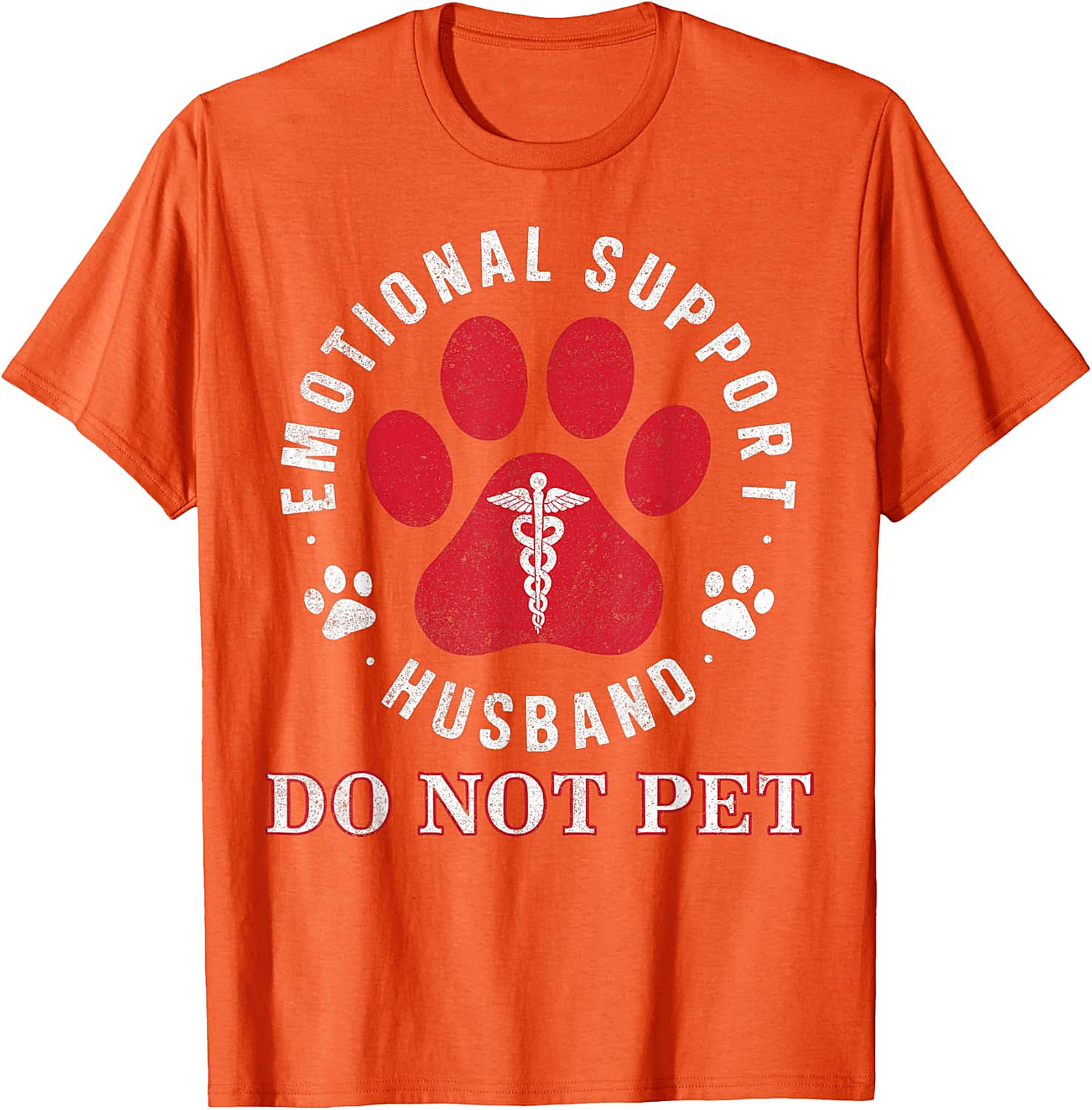 Emotional Support Husband Funny Retro Paw Print Tee