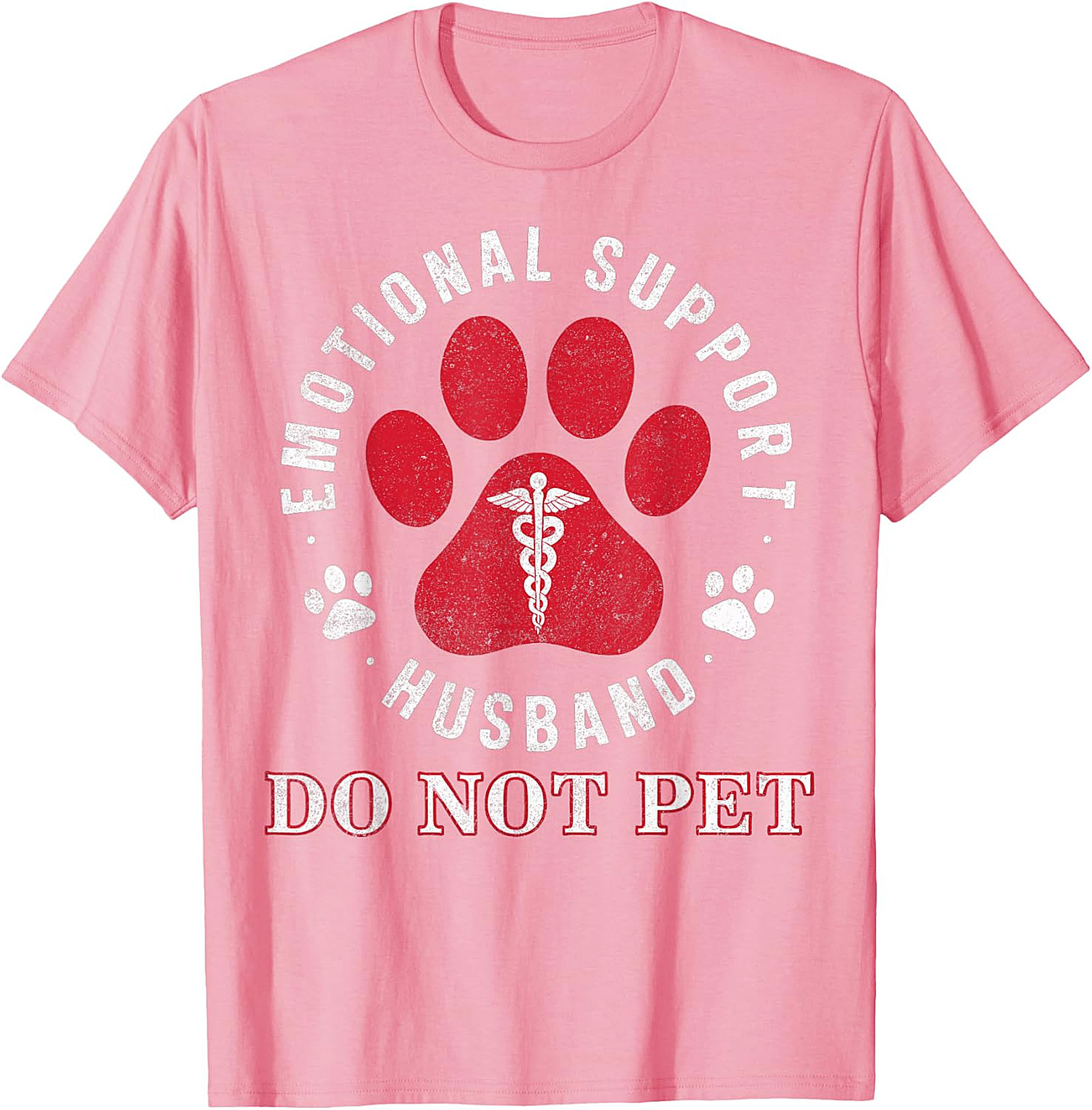 Emotional Support Husband Funny Retro Paw Print Tee