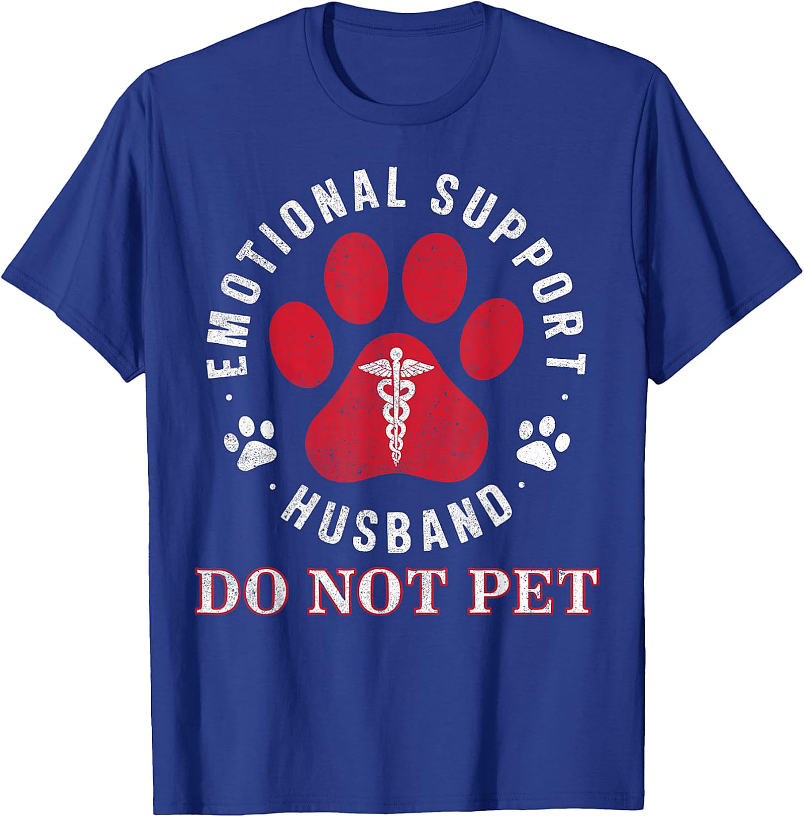 Emotional Support Husband Funny Retro Paw Print Tee