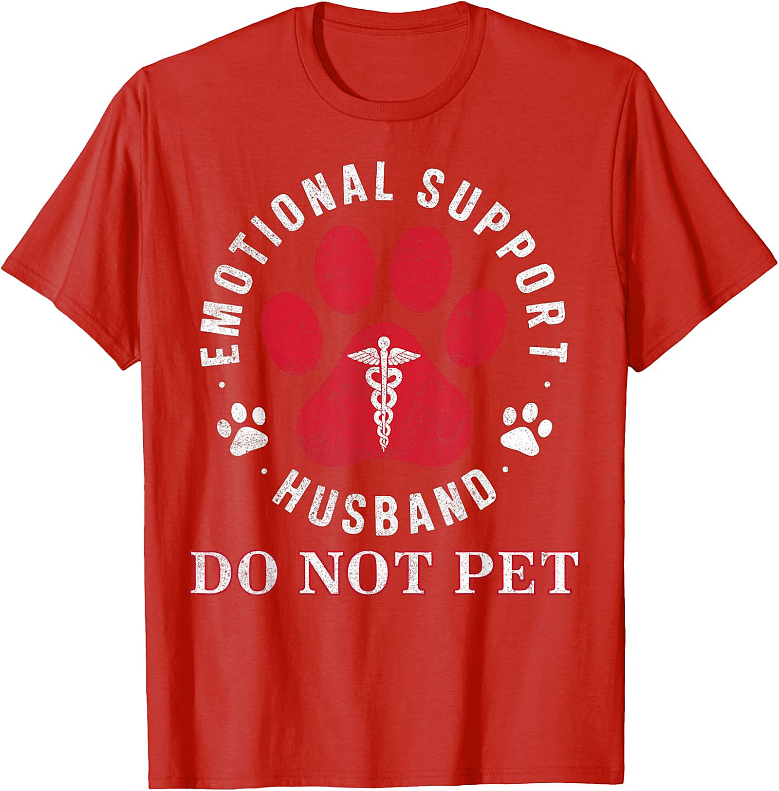 Emotional Support Husband Funny Retro Paw Print Tee