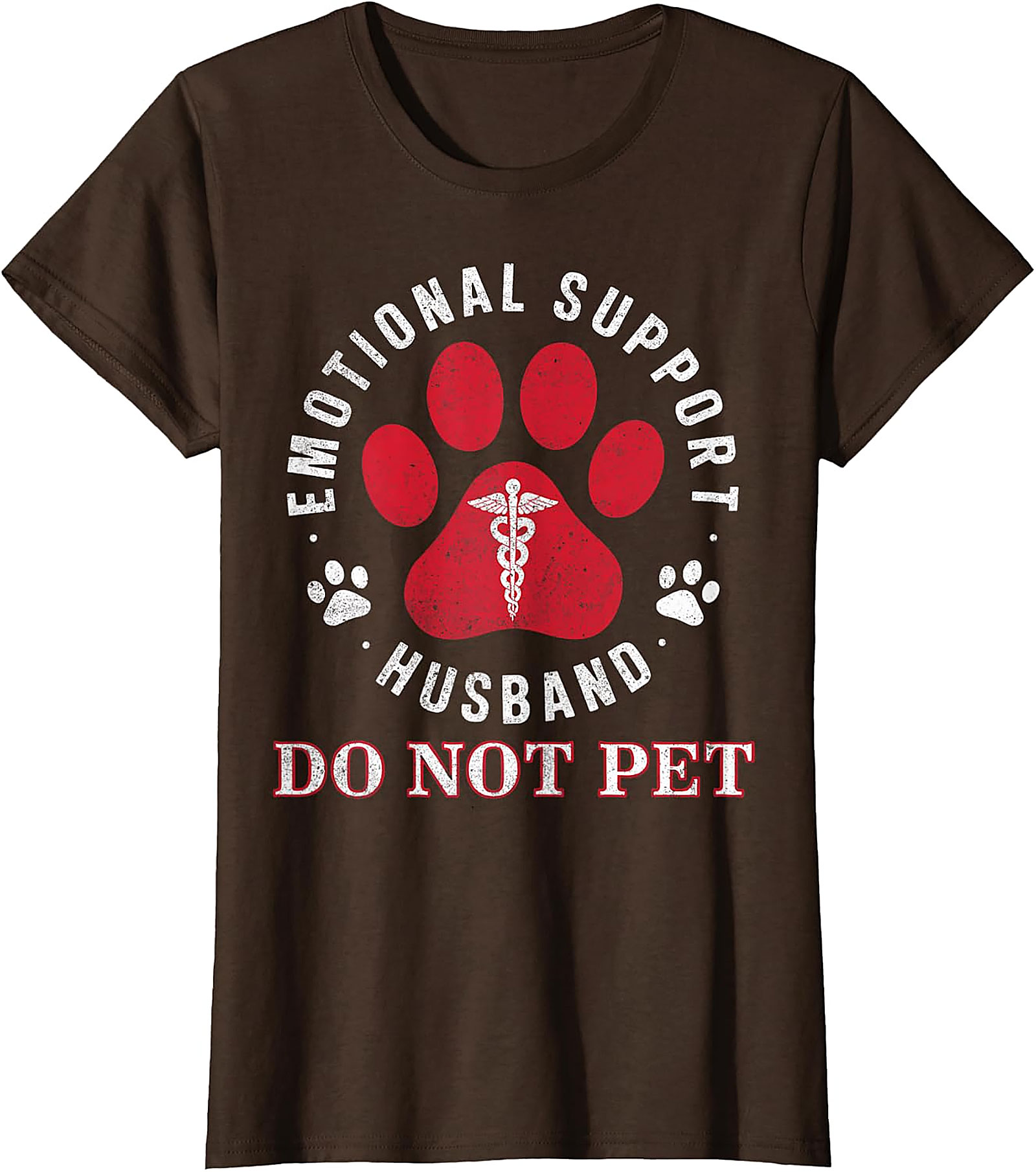 Emotional Support Husband Funny Retro Paw Print Tee